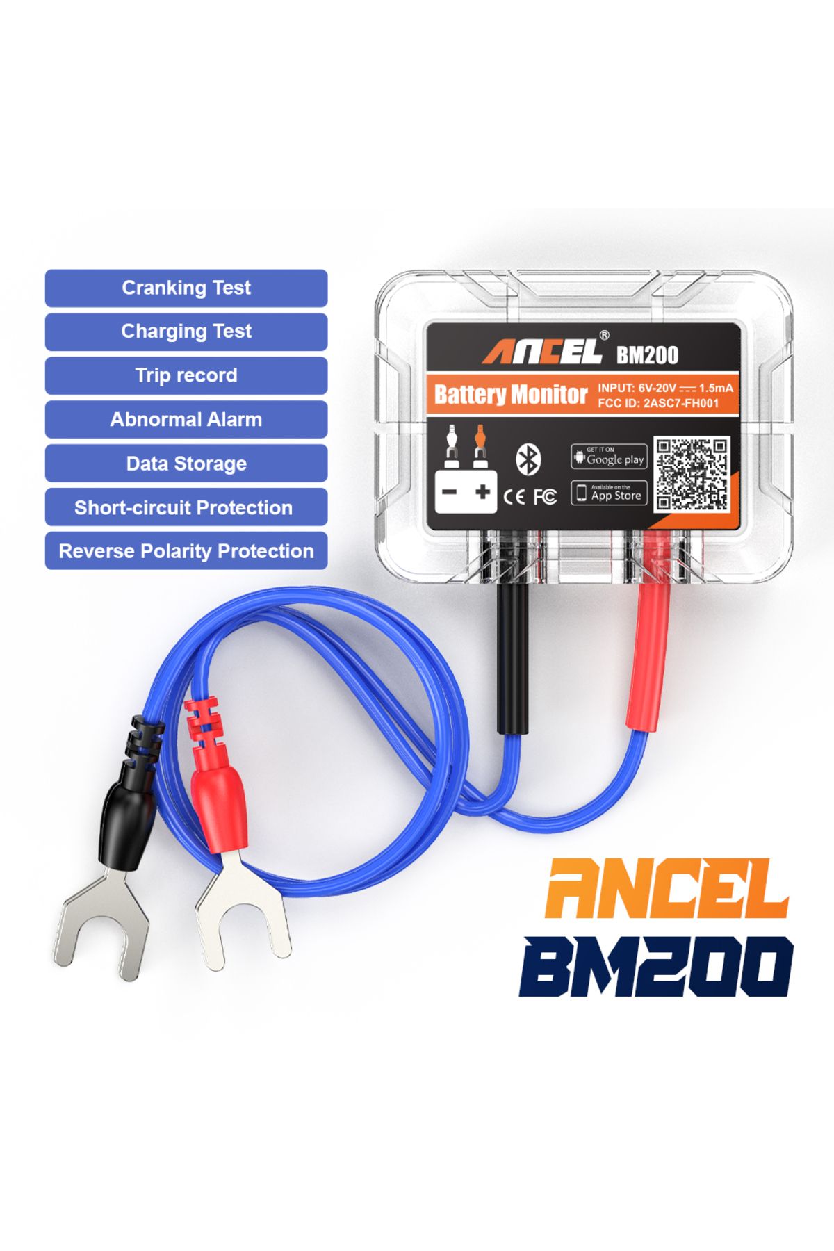 ANCEL-BM200 12V Battery Tester Wireless Bluetooth 4.2  Battery Monitor LED Display SOH SOC Batter... 8