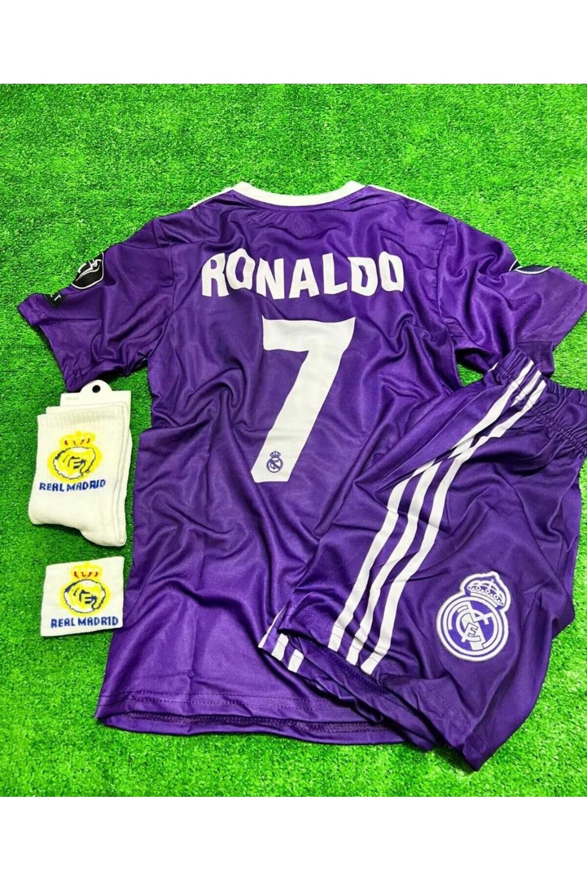 BARBITOS Ronaldo Real Madrid Cardif Ronaldo 2017 Mor Çocuk Futbol Forması 4lü Set-DZ03