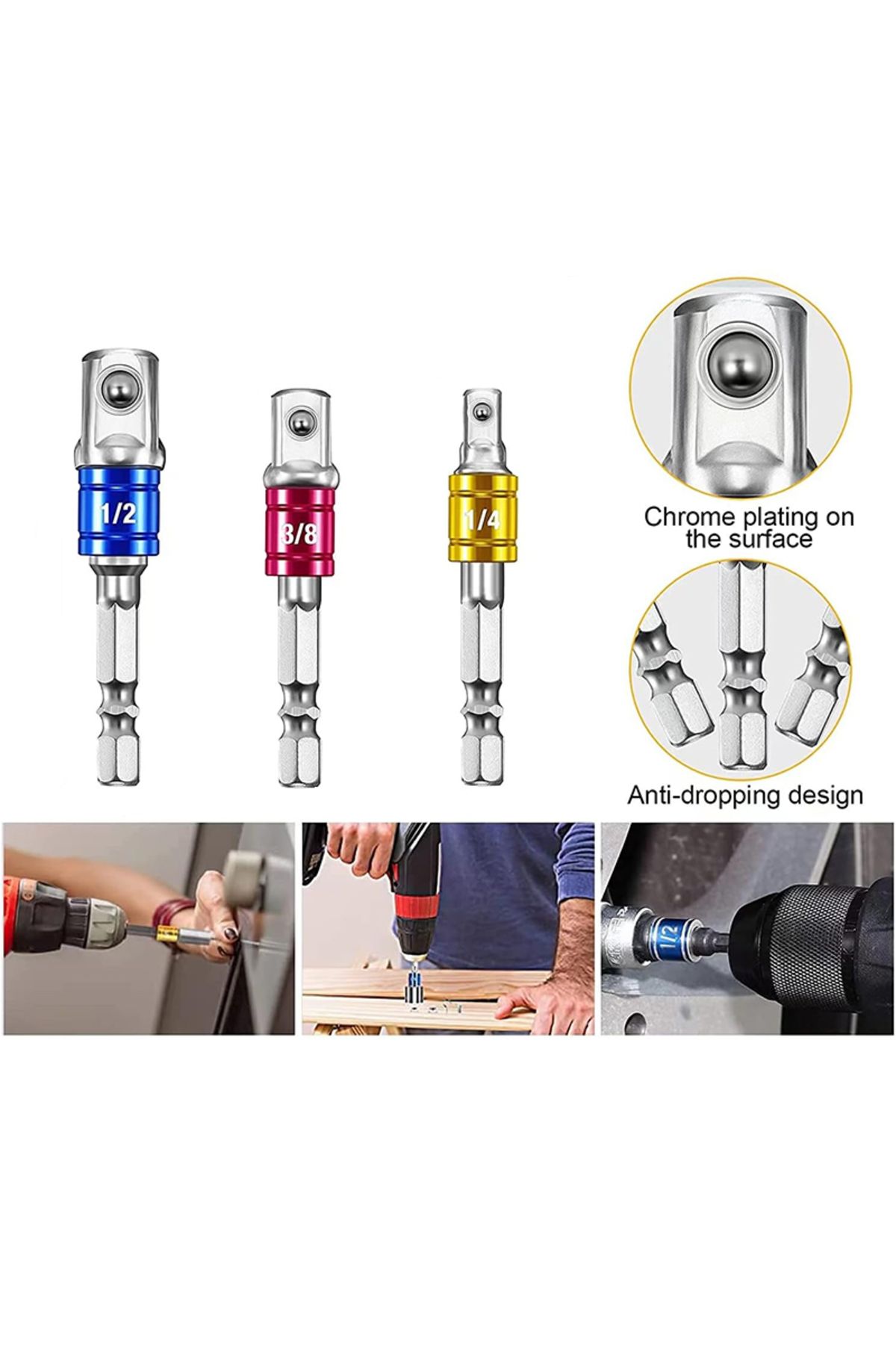 NIUXIANG-Internal Hexagonal Handle Universal Drill Bit Screwdriver Impact Socket Adapter Drill Bit Kit 1/4... 4