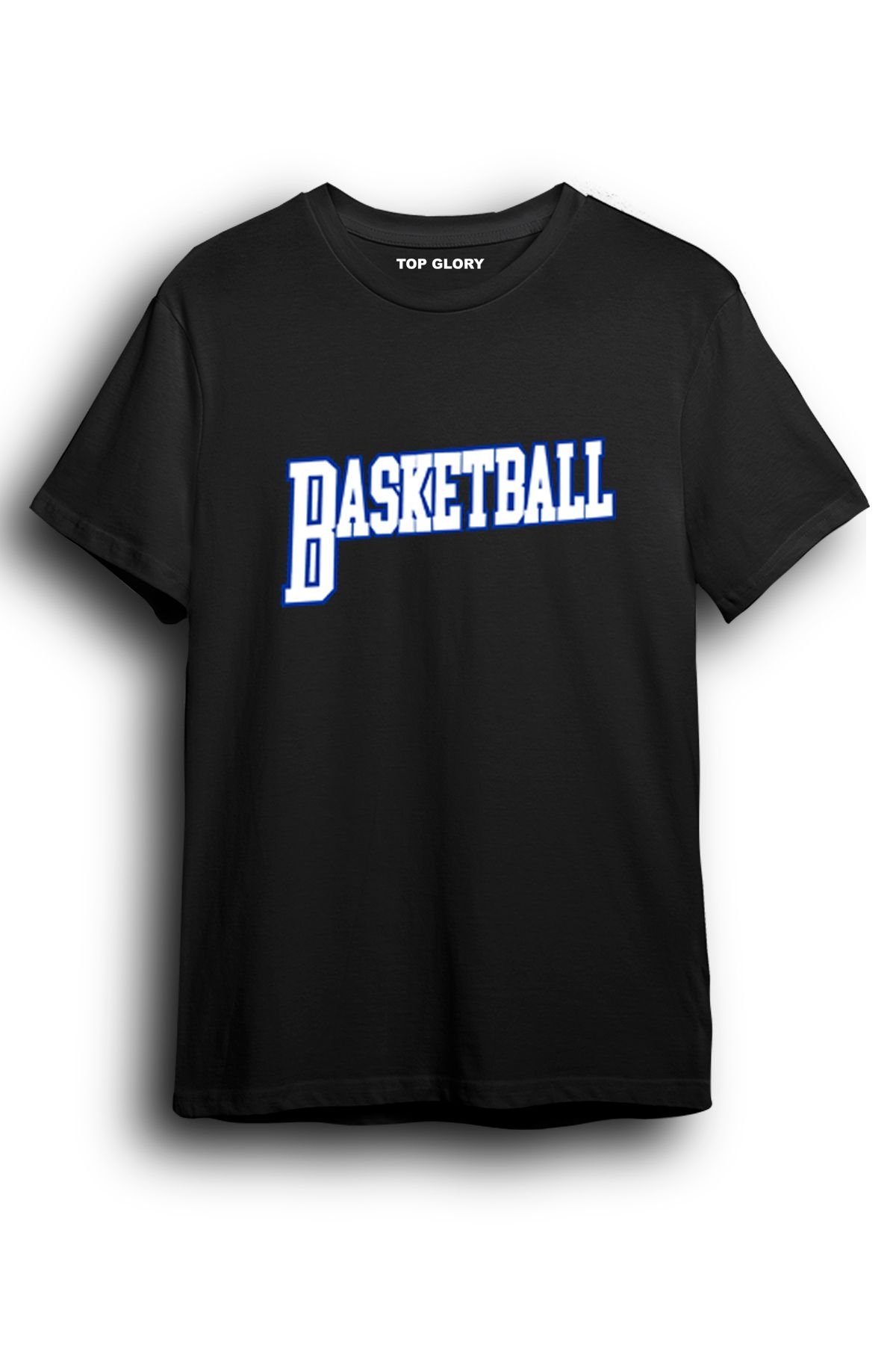 TOP GLORY Basketbol Baskılı Özel Tasarım Mavi Beyaz Baskılı Tişört Basketball T-Shirt BASKLL2007