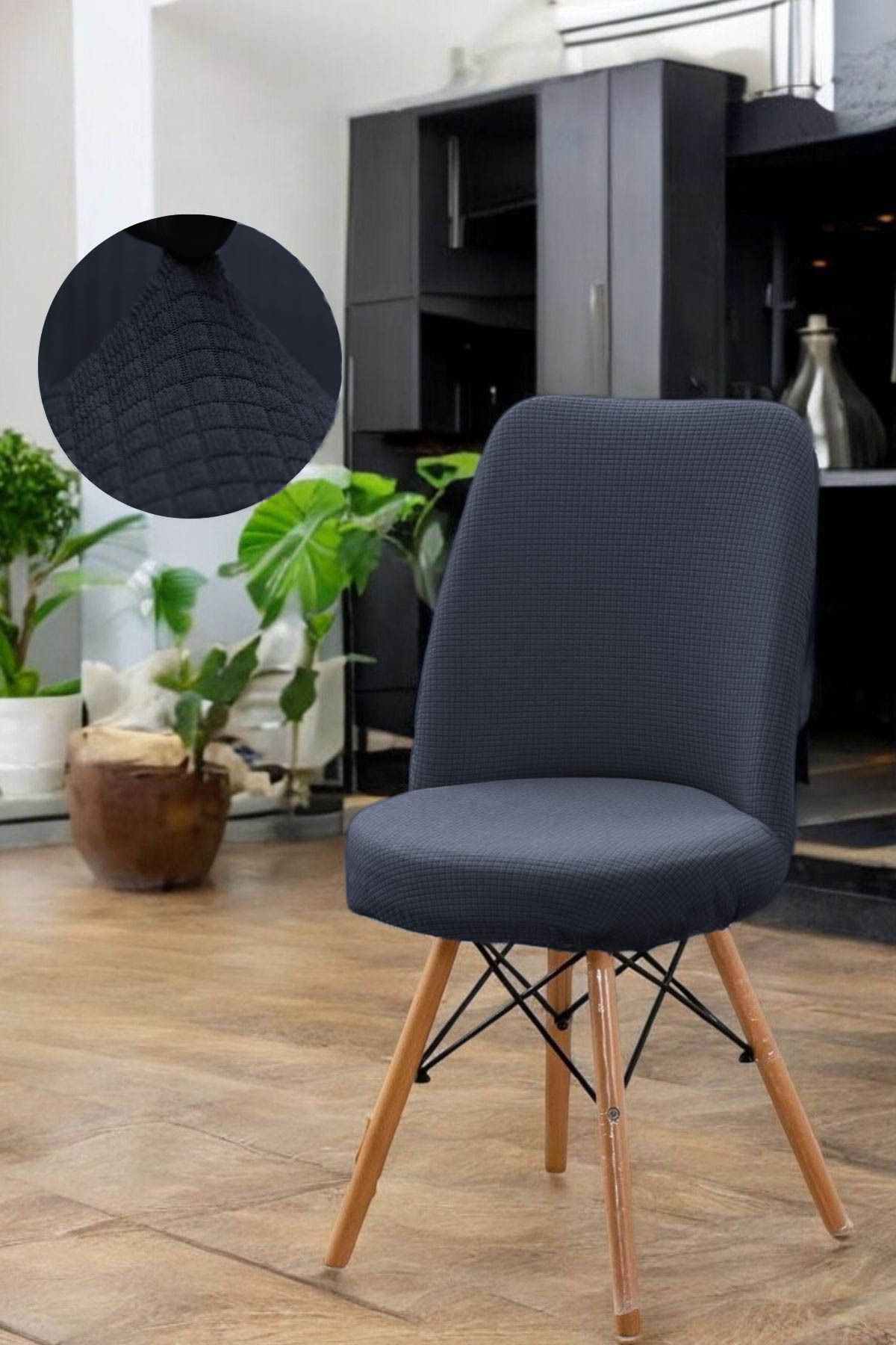 coverbox-Washable Stretch Elastic Lycra Oval Chair Cover - Round Chair Cover 1