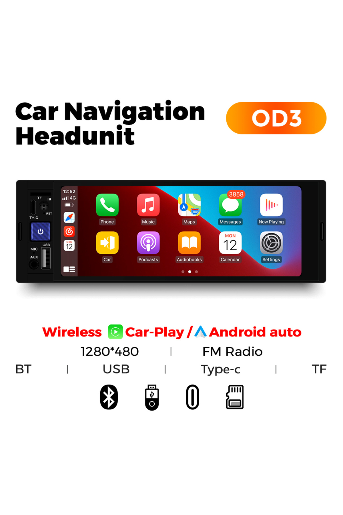 Choice-Od3 Mekede 6.86'' 1din Wired Wireless Carplay Android Auto Mp5 Car Radio Multimedia Player Bt Fm Mir 1