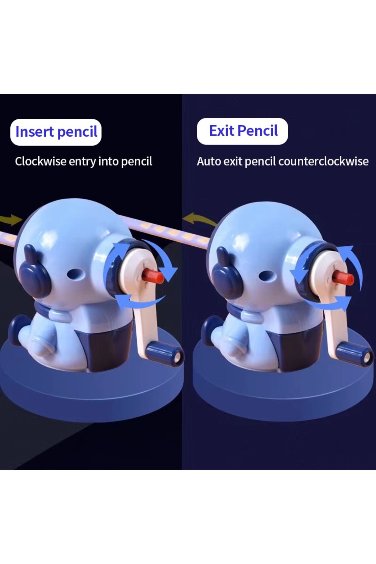 Choice-1Pcs Student Cartoon Hand Sharpener Astronaut Shape Sharpener Automatic Pencil Sharpener 7