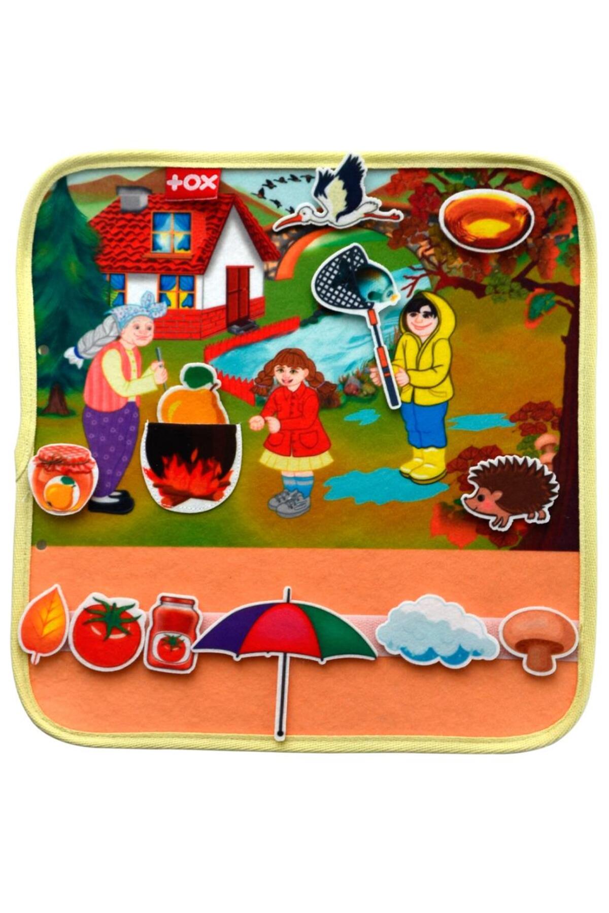 (پاییز) برگه فعالیت نمدی با چسب نواری - فعالیت کودکان، اسباب‌بازی آموزشی