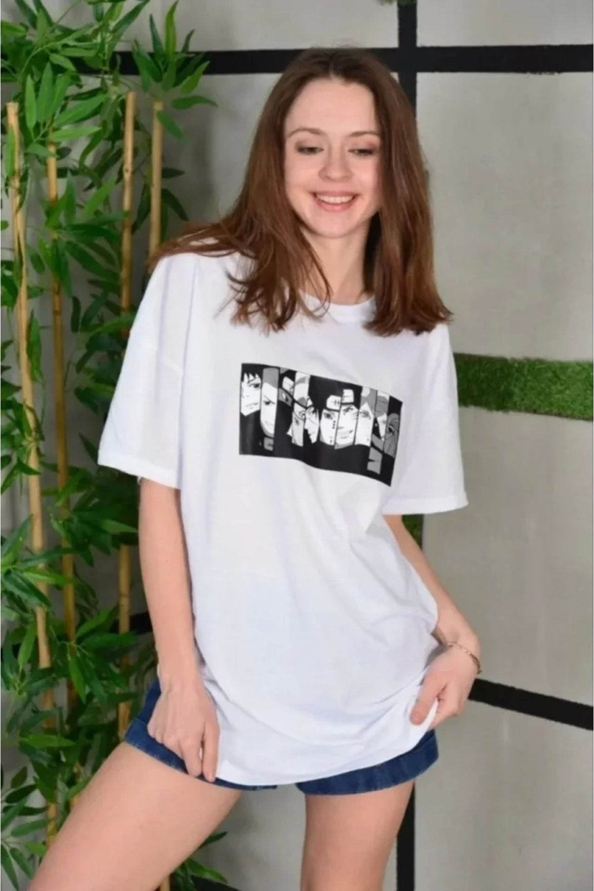 Kelepire Düştü Unisex Bisiklet Yaka Baskılı Oversize T-Shirt - Beyaz