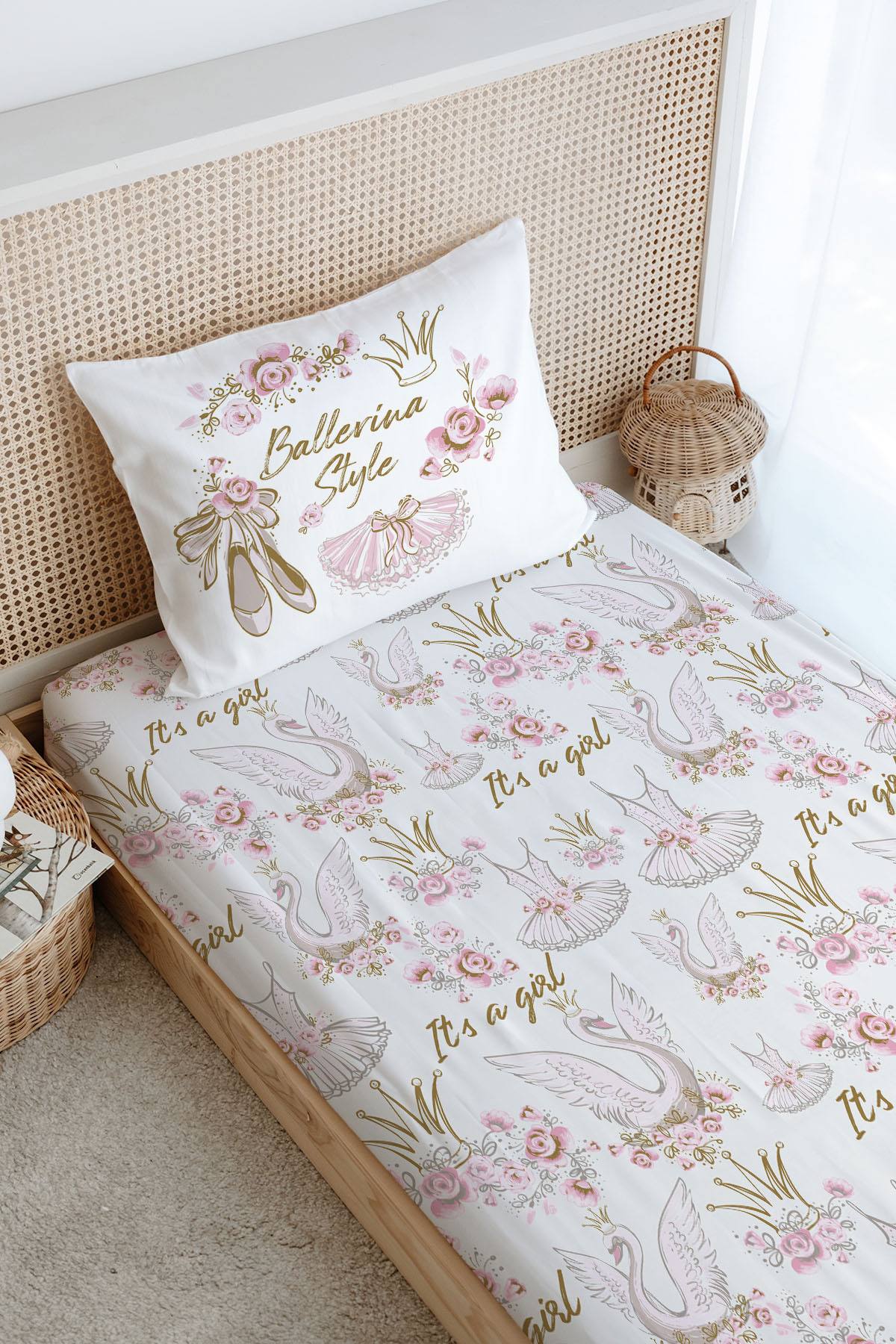 Tuğba Kuğu-Single Fitted Sheet Set - for Baby Series - Gold Ballet Clothes 3
