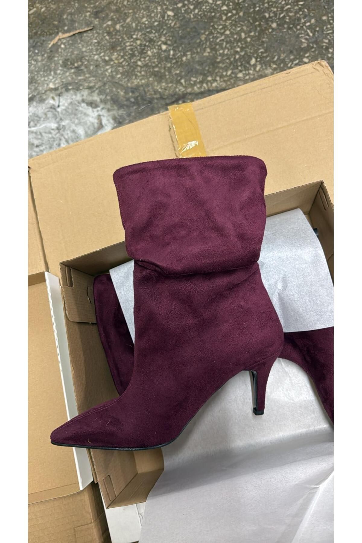 Shoeszade Bordo Süet Topuklu Ayakkabı