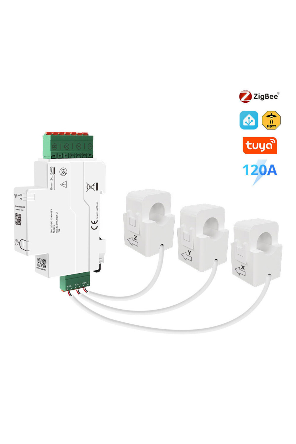 zemismart-Zigbee 3 Phase 120a Zigbee Wifi Din-rail Energy Meter 3 Phase Power Monitor Work With Tuya 1