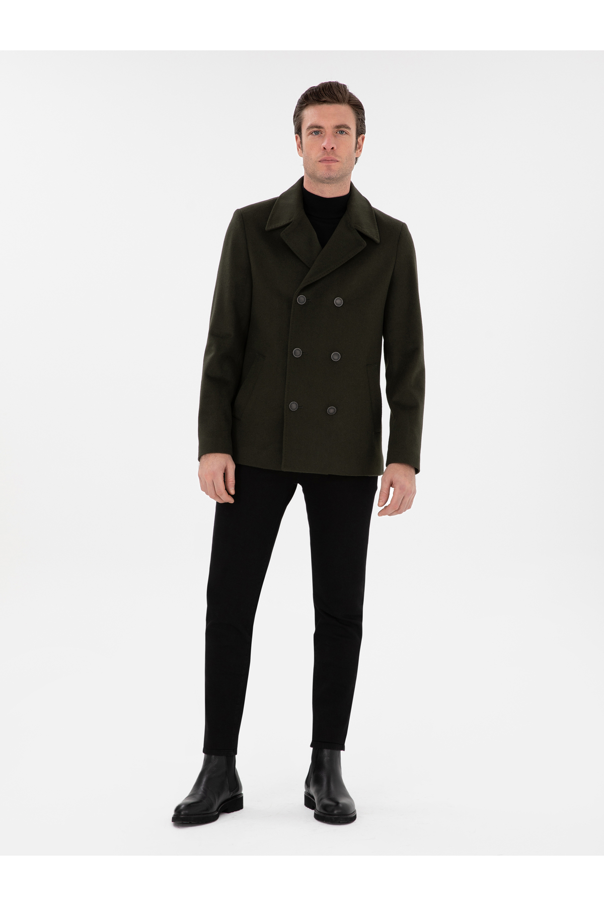 Cacharel  Haki Slim Fit Kaşe Kaban 50293483-VR027 - Görsel 4