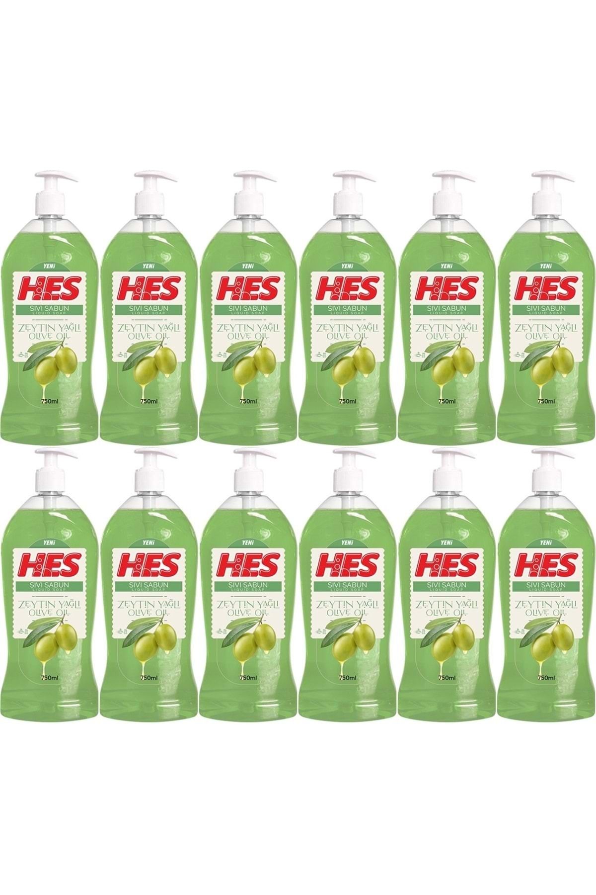 Hes Sıvı Sabun 750ml Zeyin Yağlı (POMPALI) (12 Lİ SET)