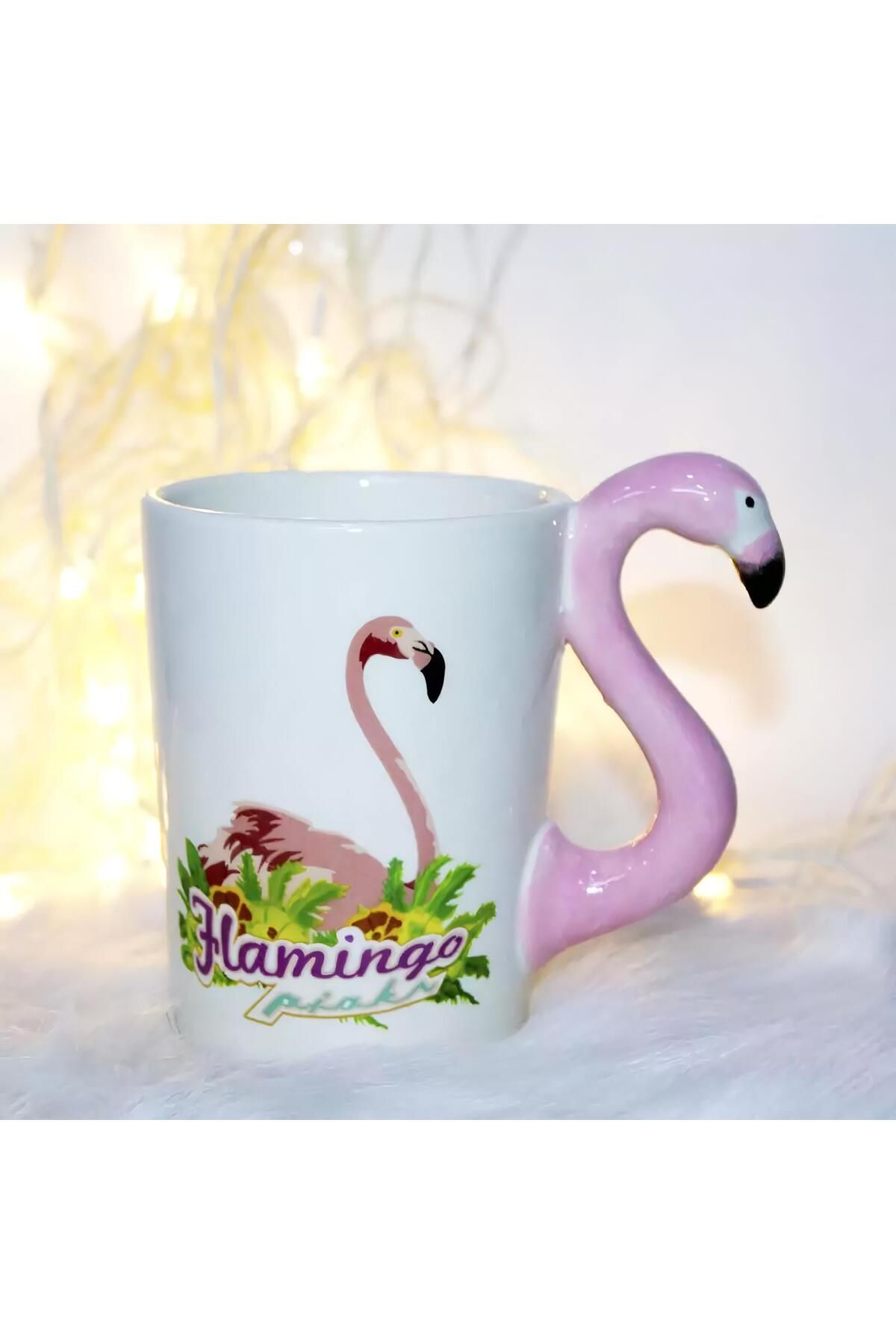 e-life shop 3D Animal Mug Serisi Özel Motifli El Boyaması Flamingo Tasarımlı Kahve Fincanı Kupa Bardak 300 ml.