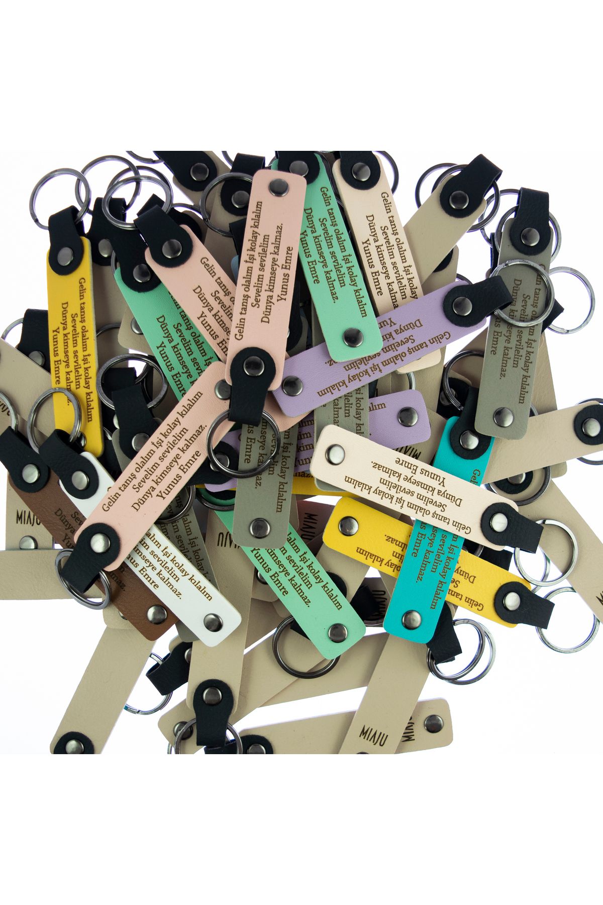 Miaju-Milky Brown and Navy Blue, Set of 16 Memory Keychains with Name Writing 3