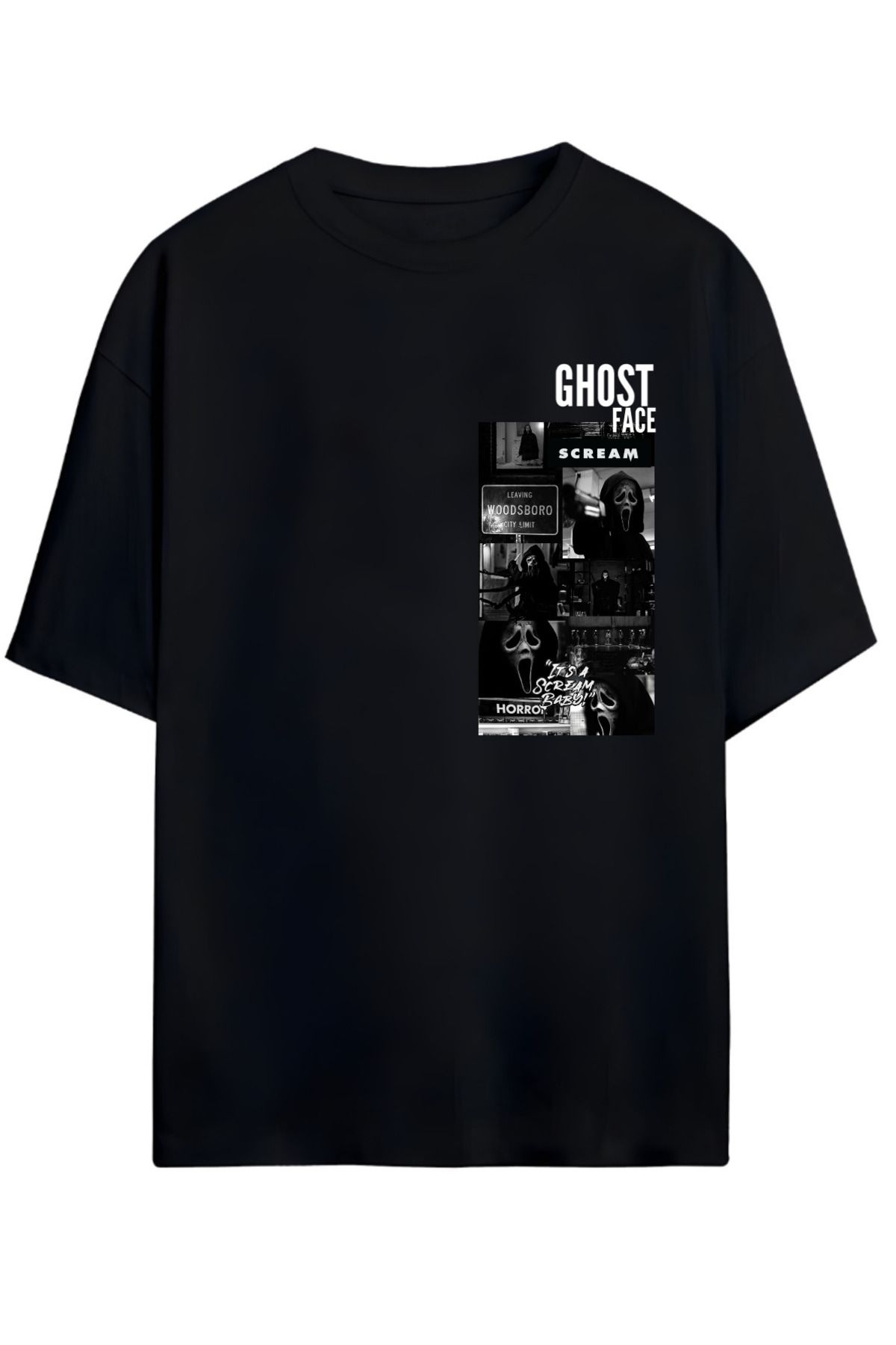 MAGORS GHOST FACE TASARIMLI UNISEX YENİ SEZON OVERSIZE PAMUKLU  T-SHIRT