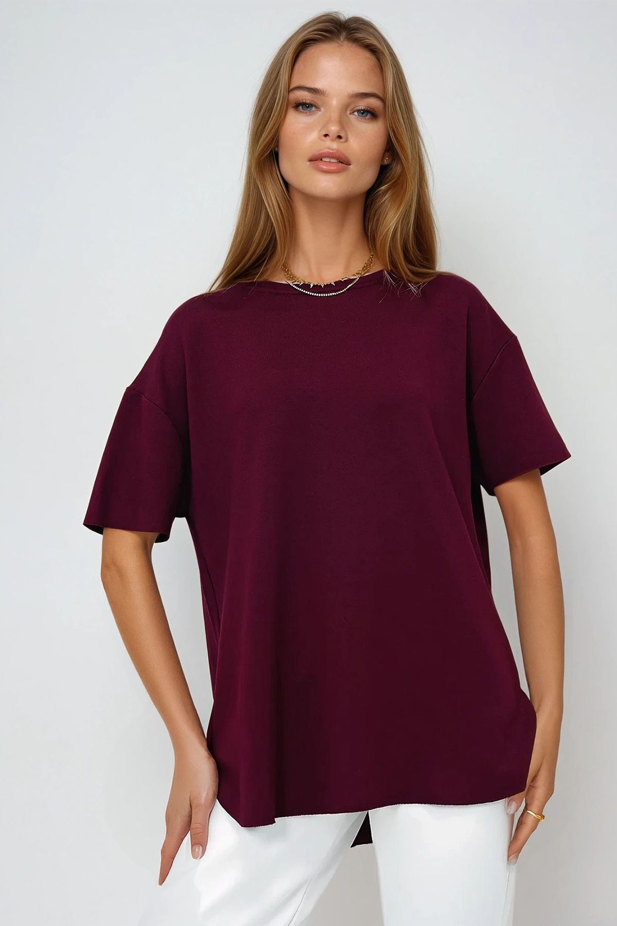 VAGGON-Crew Neck Oval Cut Modal T-Shirt 1