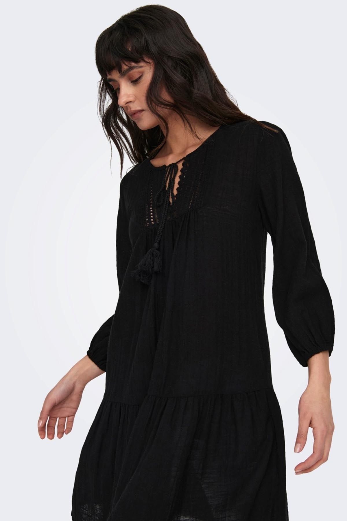 ONLY-Women's Onlvinnie Regular Fit 100% Cotton Mini Dress 15219922 Black 3