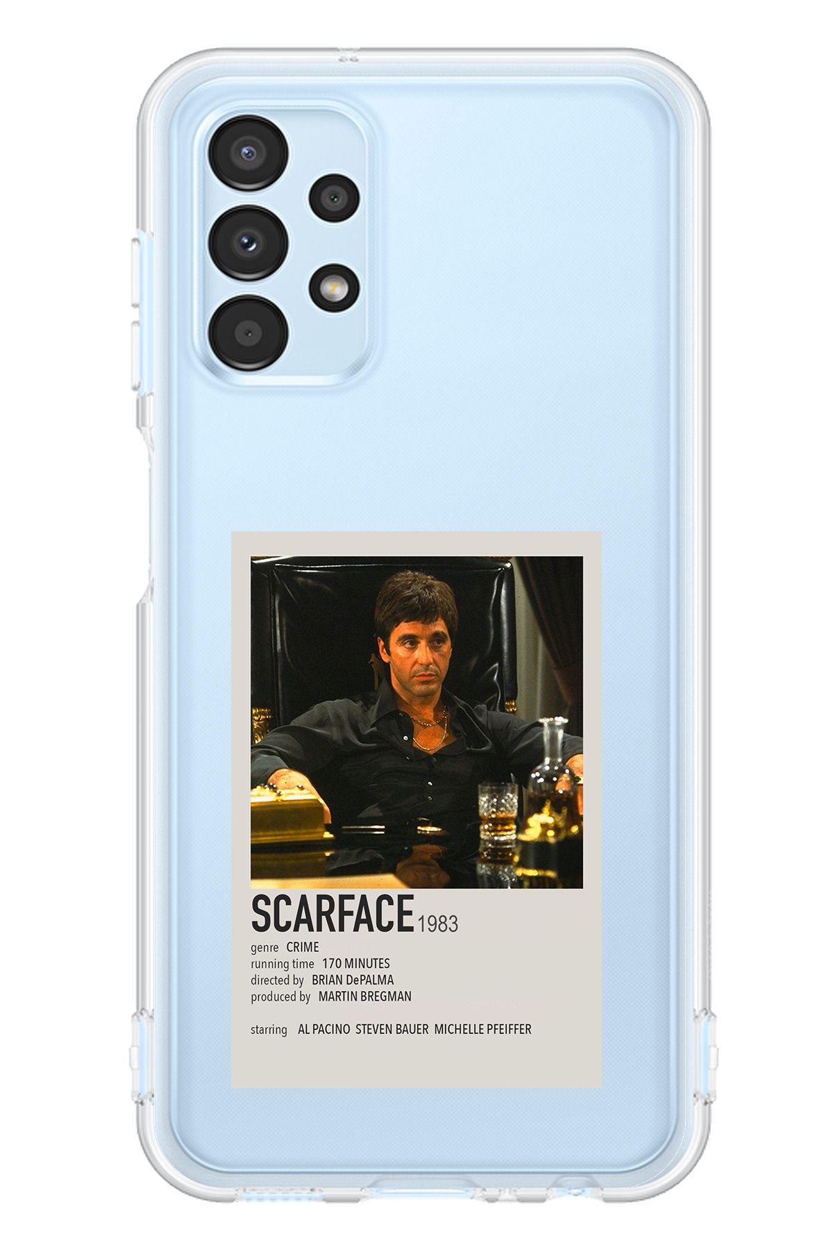 TechTree SAMSUNG Galaxy A13 Uyumlu Scarface Mini Poster Tasarımlı Şeffaf Silikon Kılıf