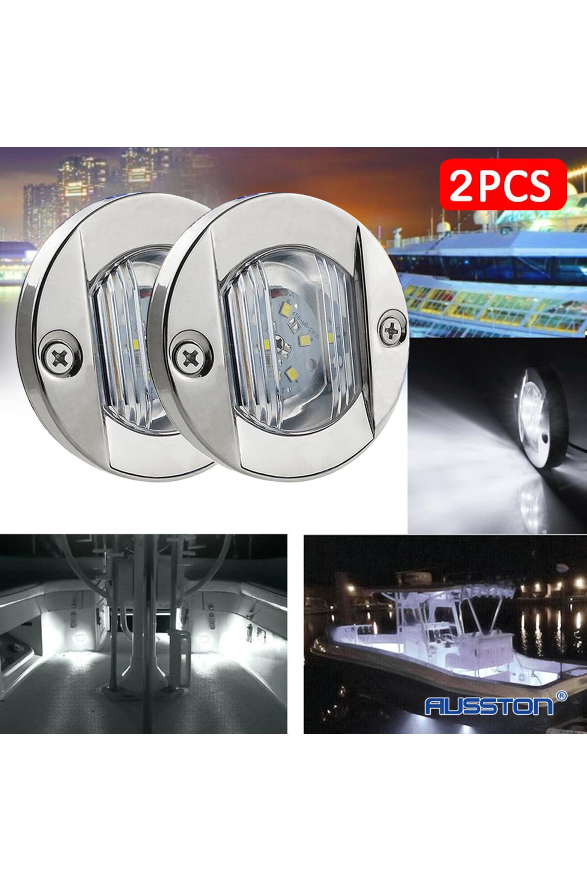 Choice-2pcs White 6 Led Deck Courtesy Lights Dc 12v Led Stern Light Anchor Navigation Marine Interior Cabin 1