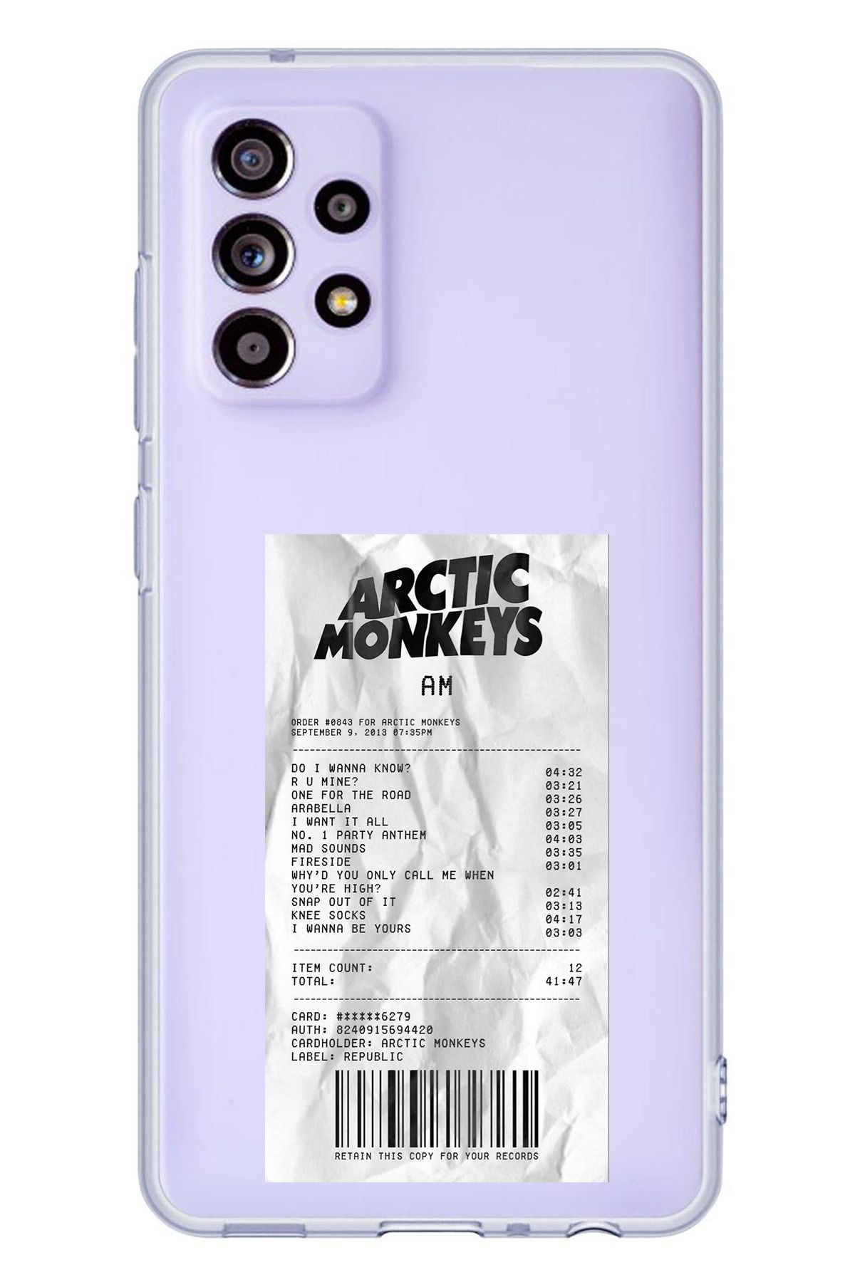TechTree SAMSUNG Galaxy A52 / A52S Uyumlu Arctic Monkeys Tasarımlı Şeffaf Silikon Kılıf