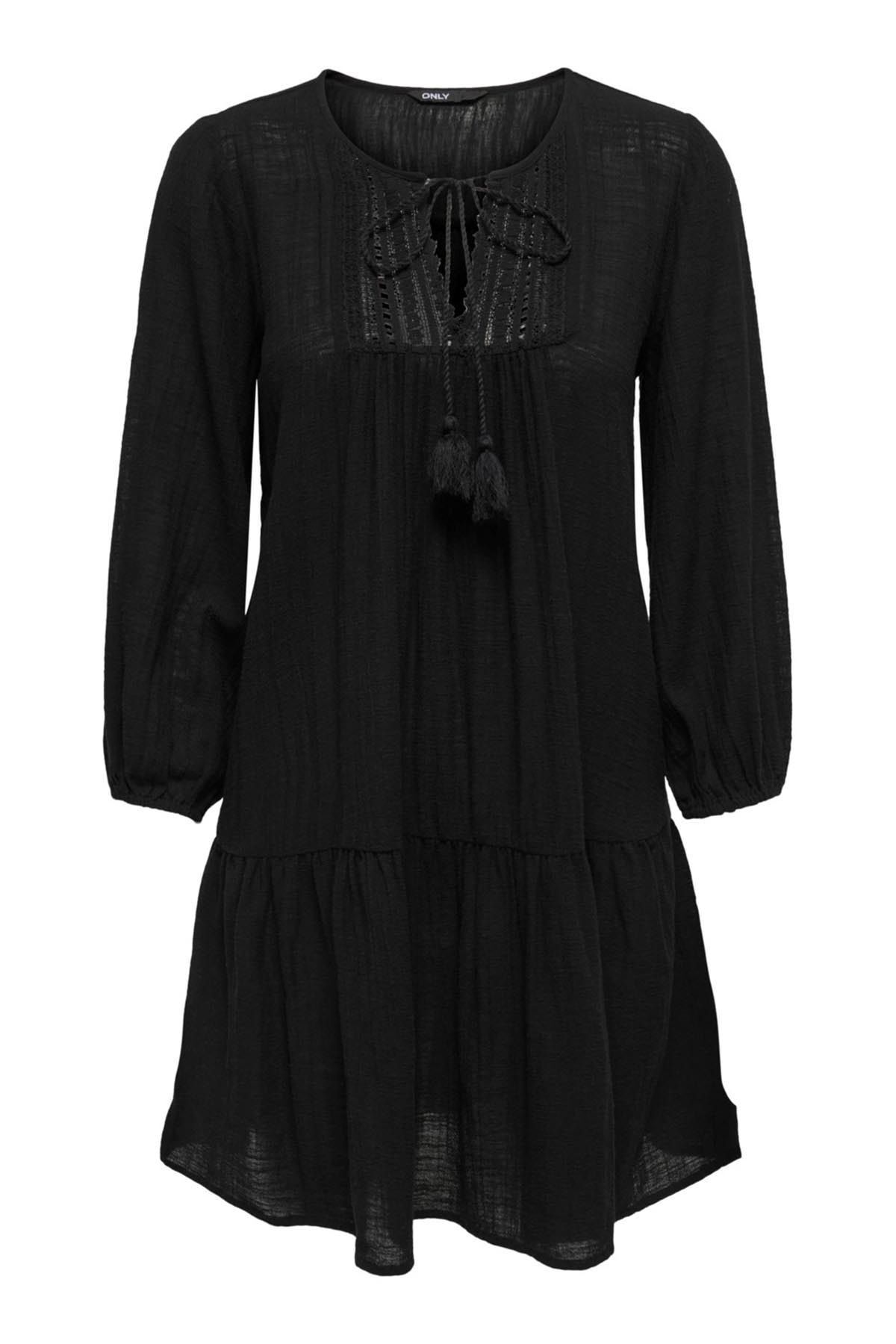 ONLY-Women's Onlvinnie Regular Fit 100% Cotton Mini Dress 15219922 Black 6