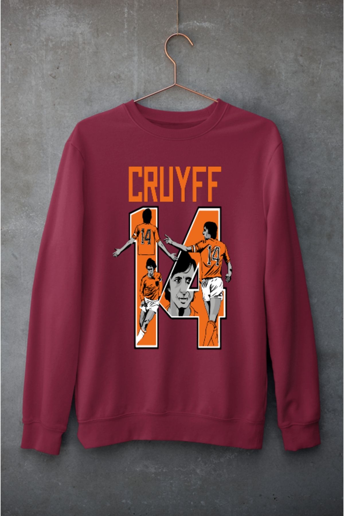 Biy Store Johan Cruyff Hollanda milli takım forma baskılı unisex bisiklet yaka spor sweatshirt