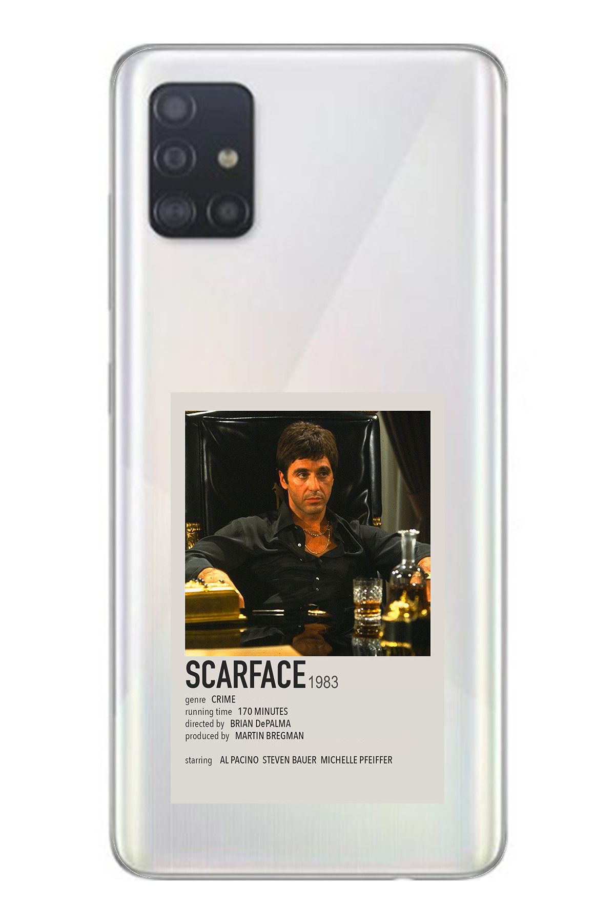 TechTree SAMSUNG Galaxy A51 Uyumlu Scarface Mini Poster Tasarımlı Şeffaf Silikon Kılıf