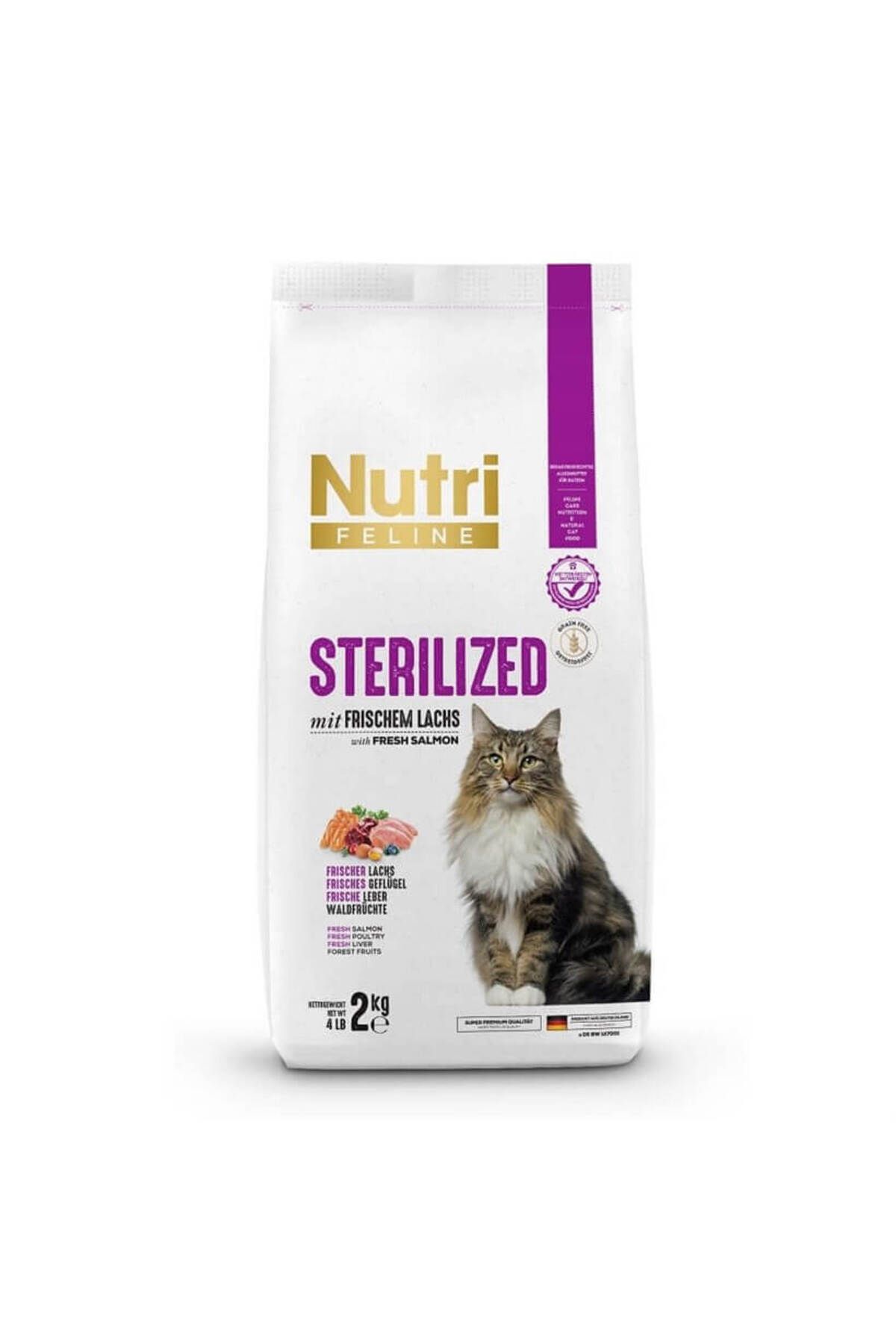 Nutri Feline Somonlu Tahılsız Kısırlaştırılmış Kedi Maması 2kg