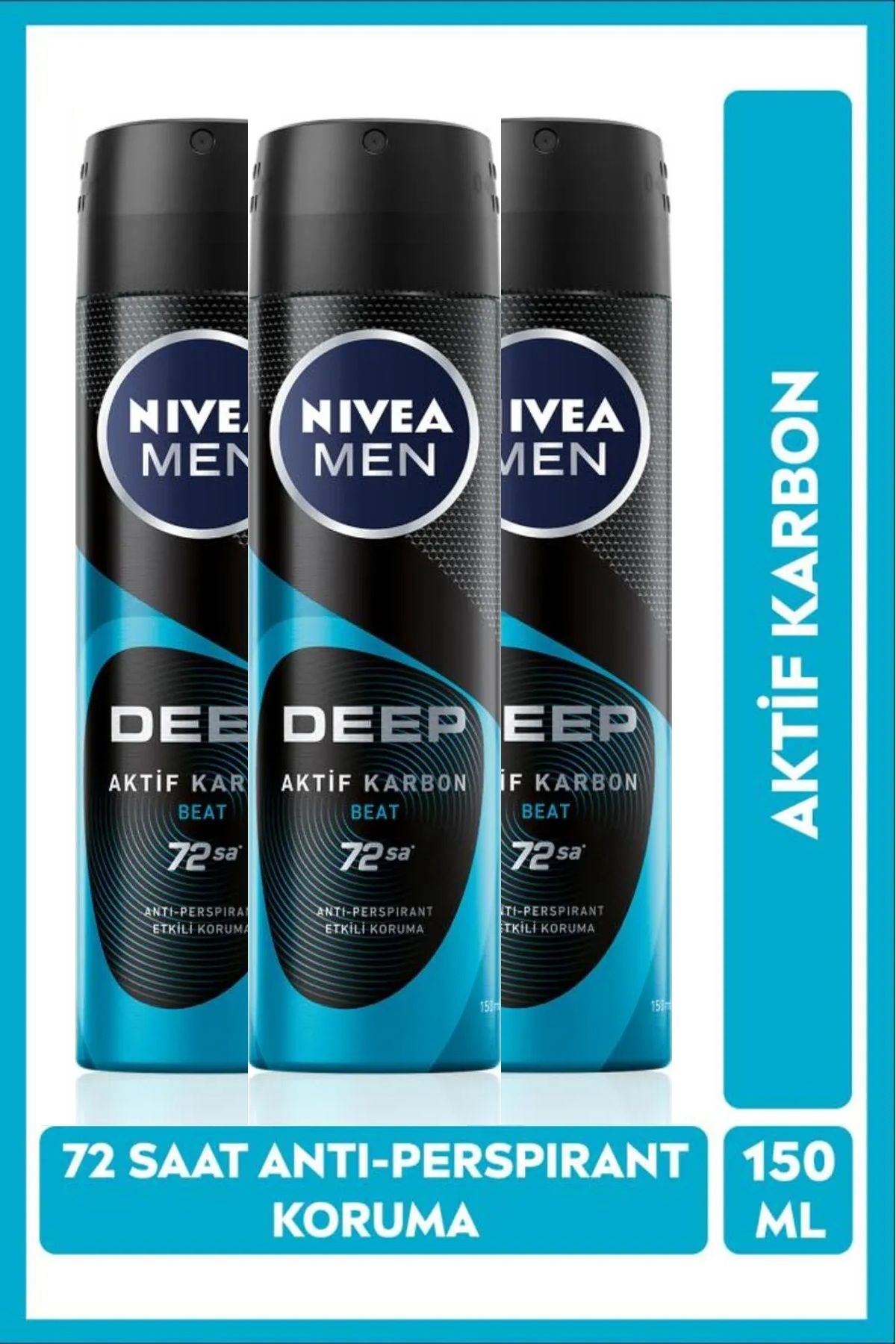 NIVEA MEN Deep Beat 150ml x 3 ADET