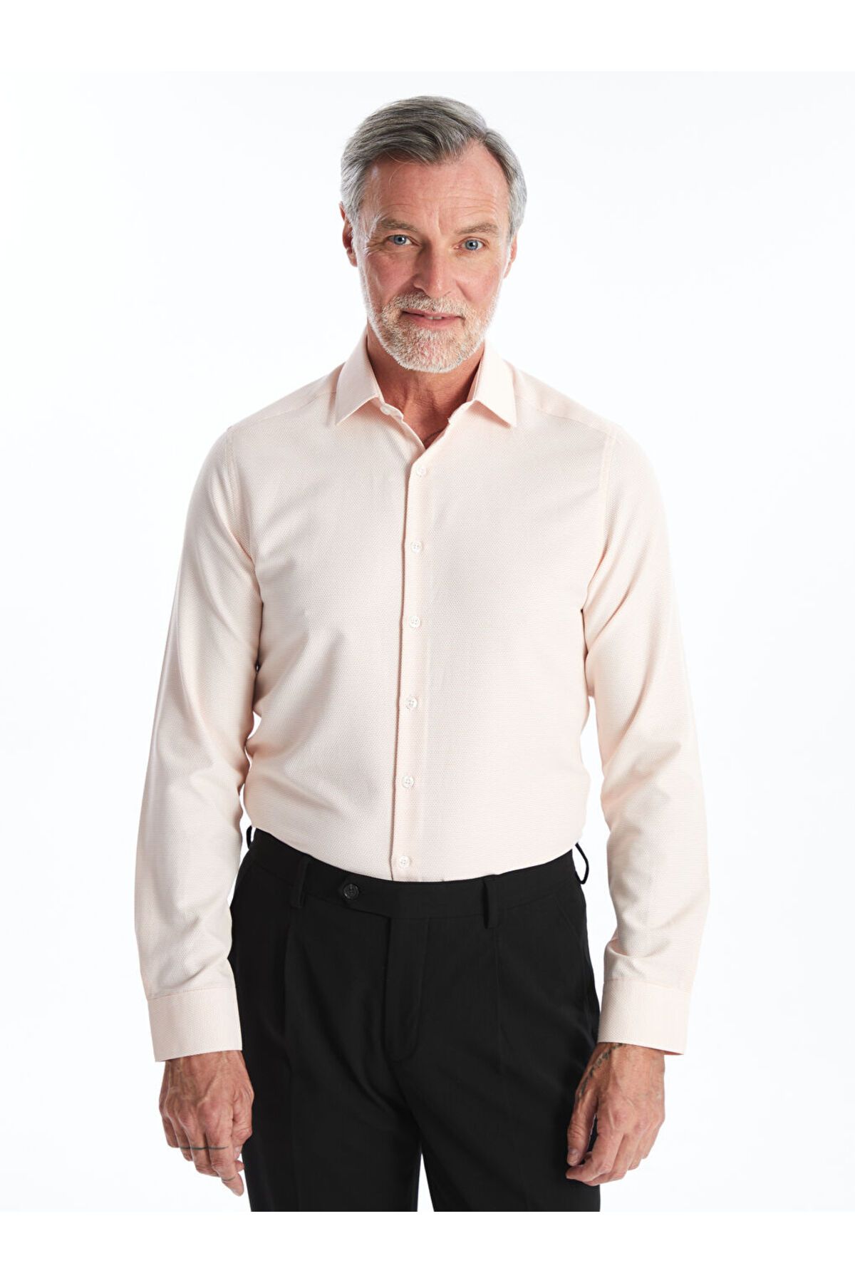 LC Waikiki LCW Slim Fit Uzun Kollu Armürlü Erkek Dokulu Gömlek