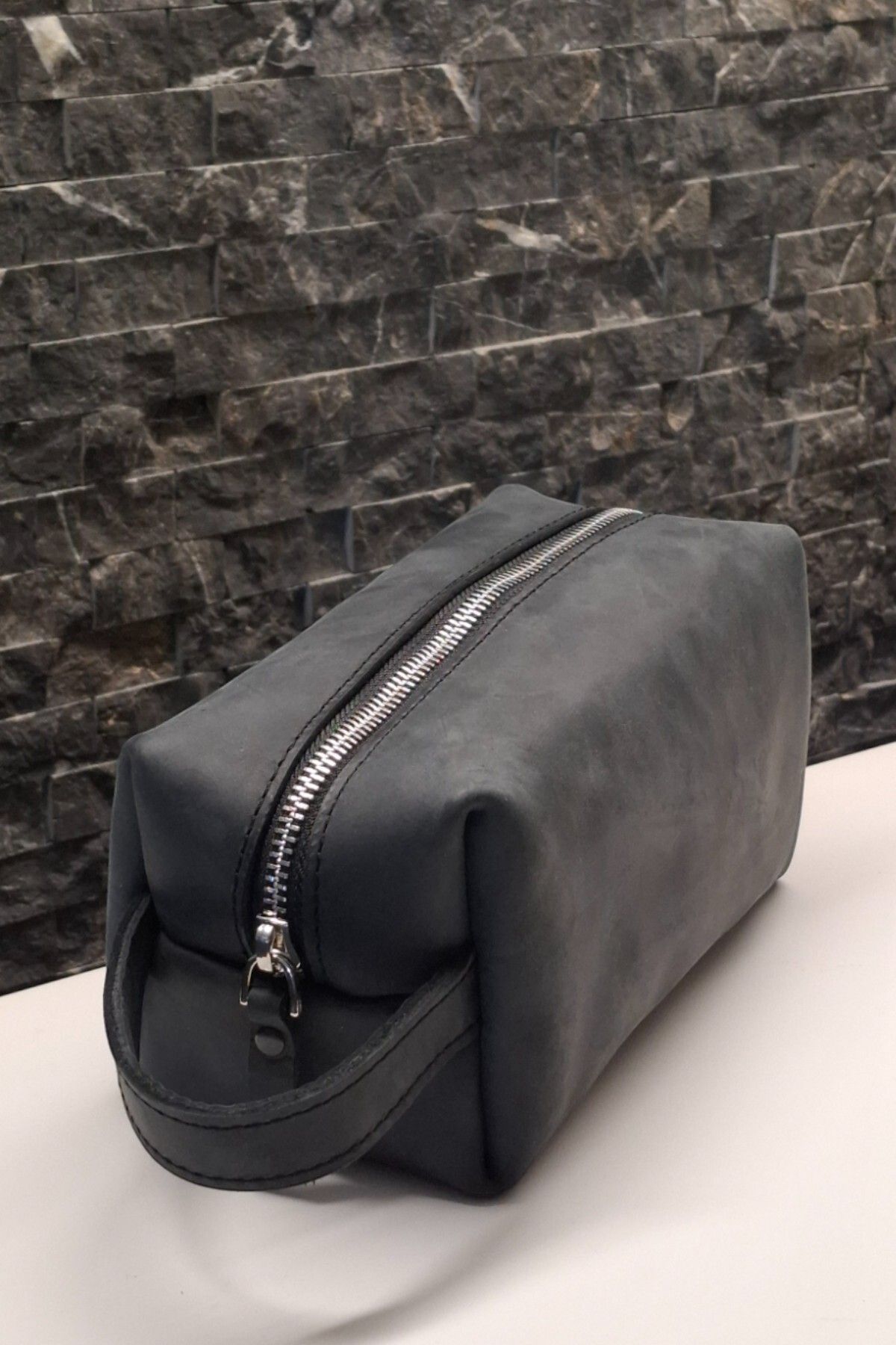 MAT Deri Hakiki Deri Erkek El Çantası Bakım Ve Aksesuar Çantası Dopp Kit 20x11x10 cm