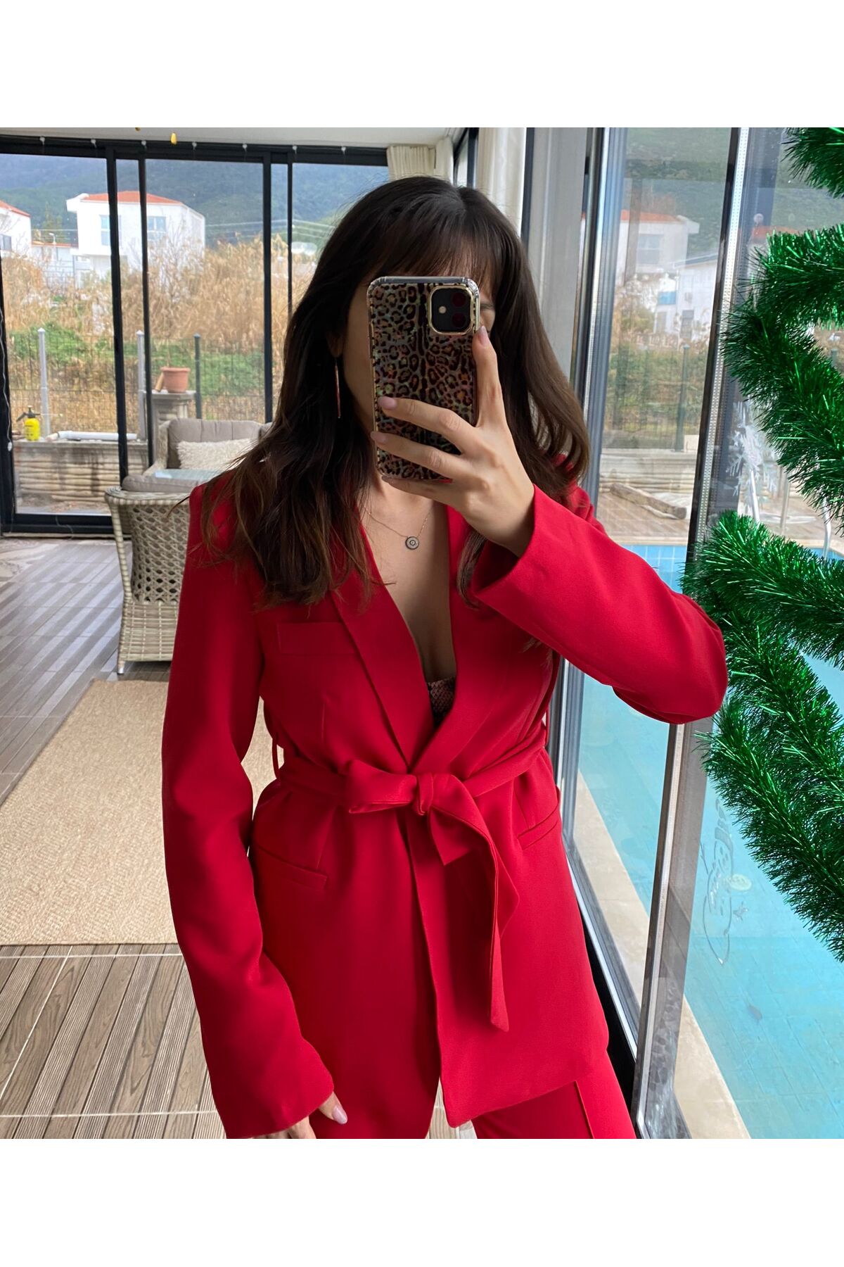 Ensemble Blazer et Pantalon Femme avec Double Ceinture - Görsel 6