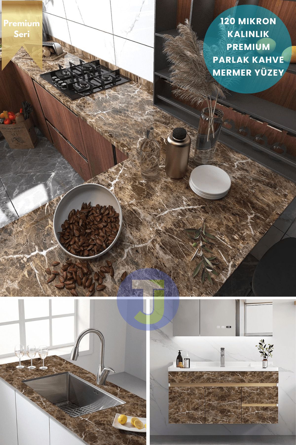 Technojet-Self-Adhesive Marble Pattern Foil Kitchen Bathroom Countertop Wall Covering 60Cmx500Cm 3