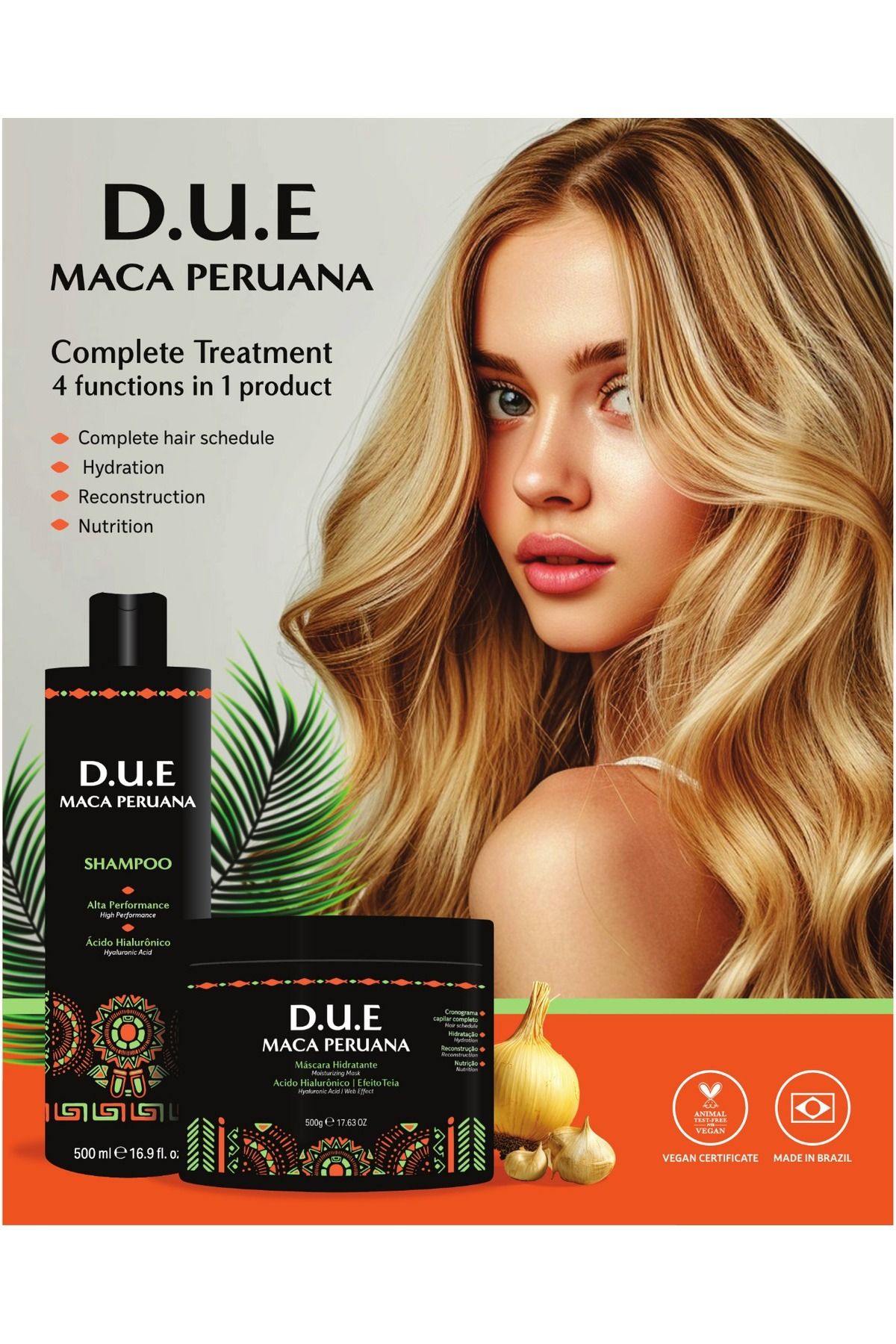 D.U.E MACA PERUANA alta performance-hyaluronic acid-yüksek performans hyaluronik asit şampoo 500ml