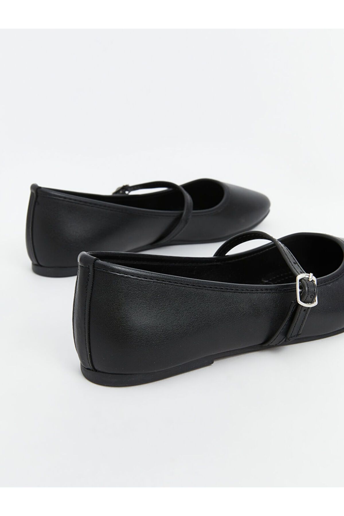 LC Waikiki-Lcw Steps Black Leather Look Women's Ballerina Shoes 5