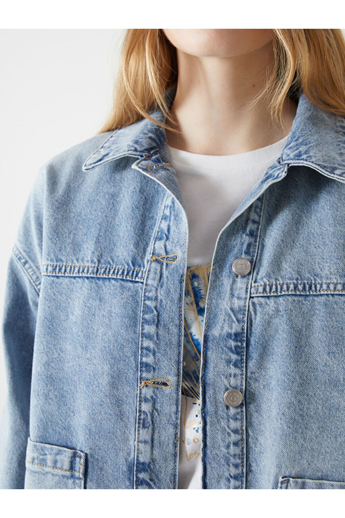 LC Waikiki-Lcw Vision Oversize Women's Jean Shirt Jacket 3