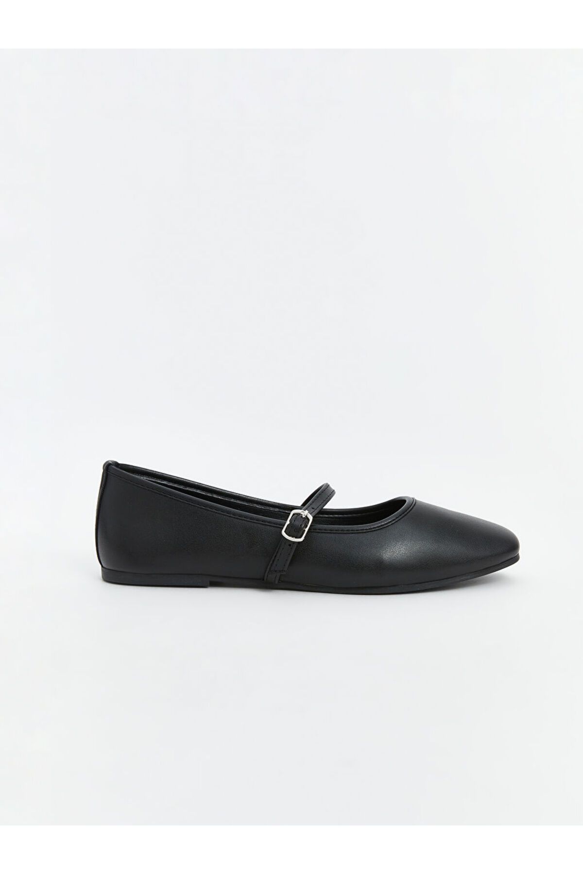 LC Waikiki-Lcw Steps Black Leather Look Women's Ballerina Shoes 2