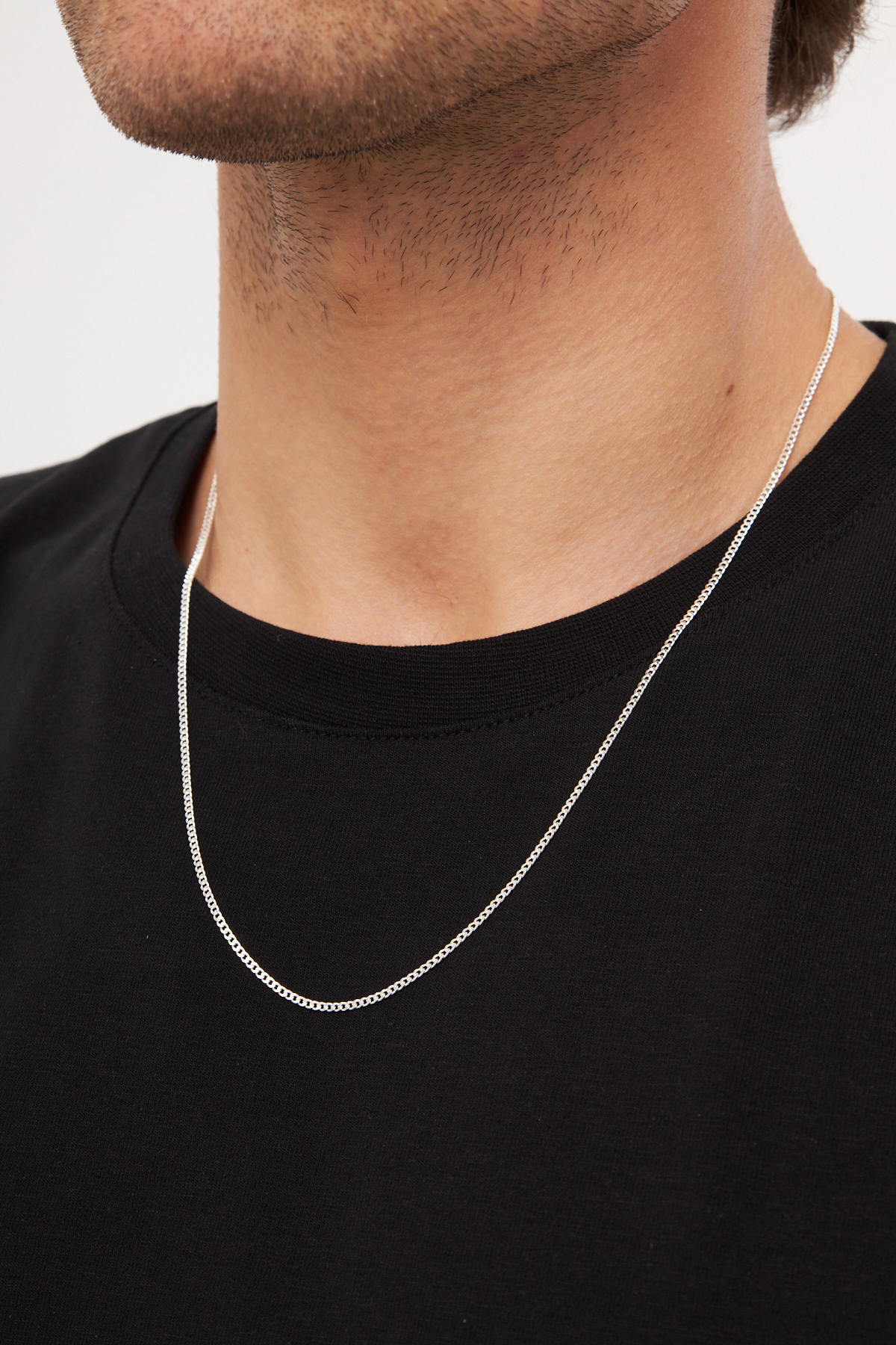 Ventino Silver 2mm Gurmet 925 Ayar Gümüş Erkek Zincir Kolye Bileklik Set Ves-8505 görsel 3