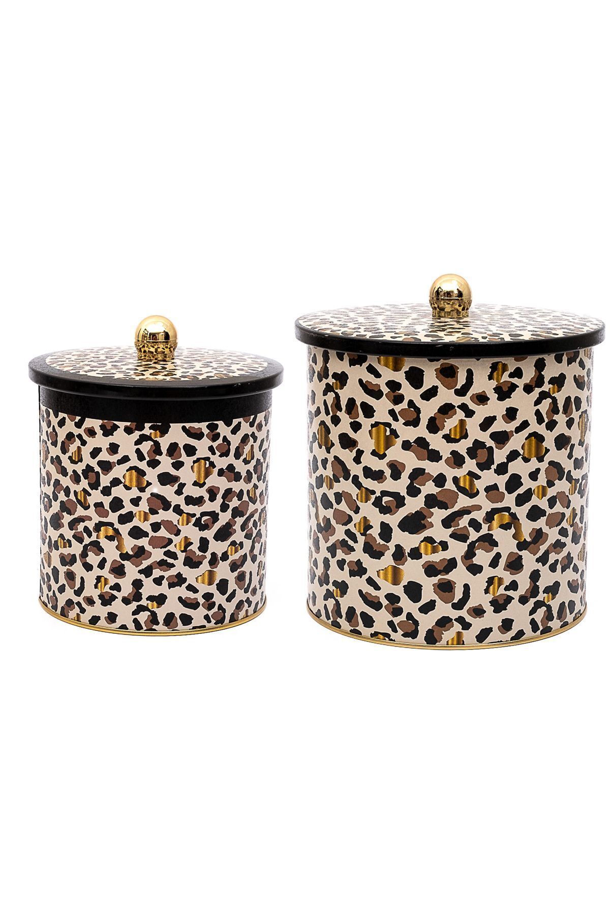 EVLE-Leo Patterned Metal Storage Container Set of 2,1 Liters 4.1 Liters Erb48V4 3