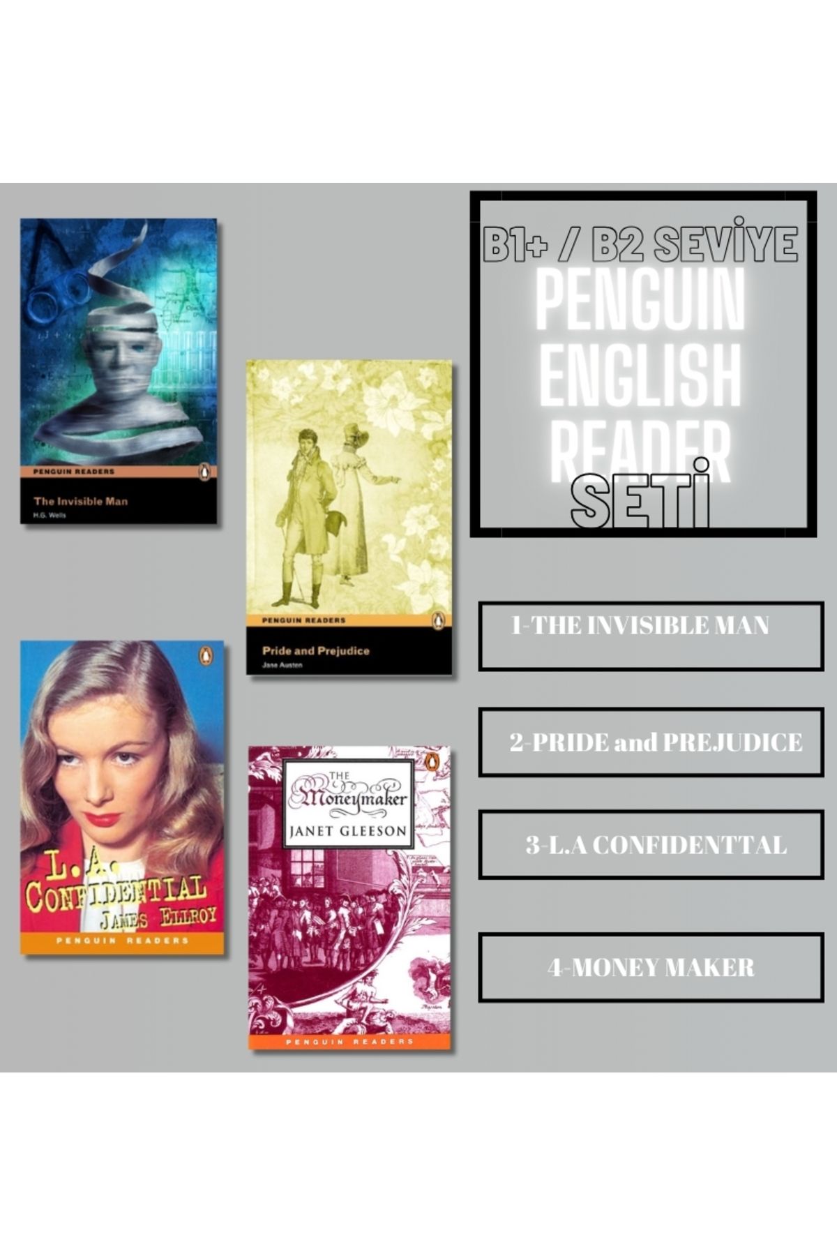 Penguin Books B1+ / B2 (Intermediate) Seviye İngilizce Hikaye Seti (4 Kitap)