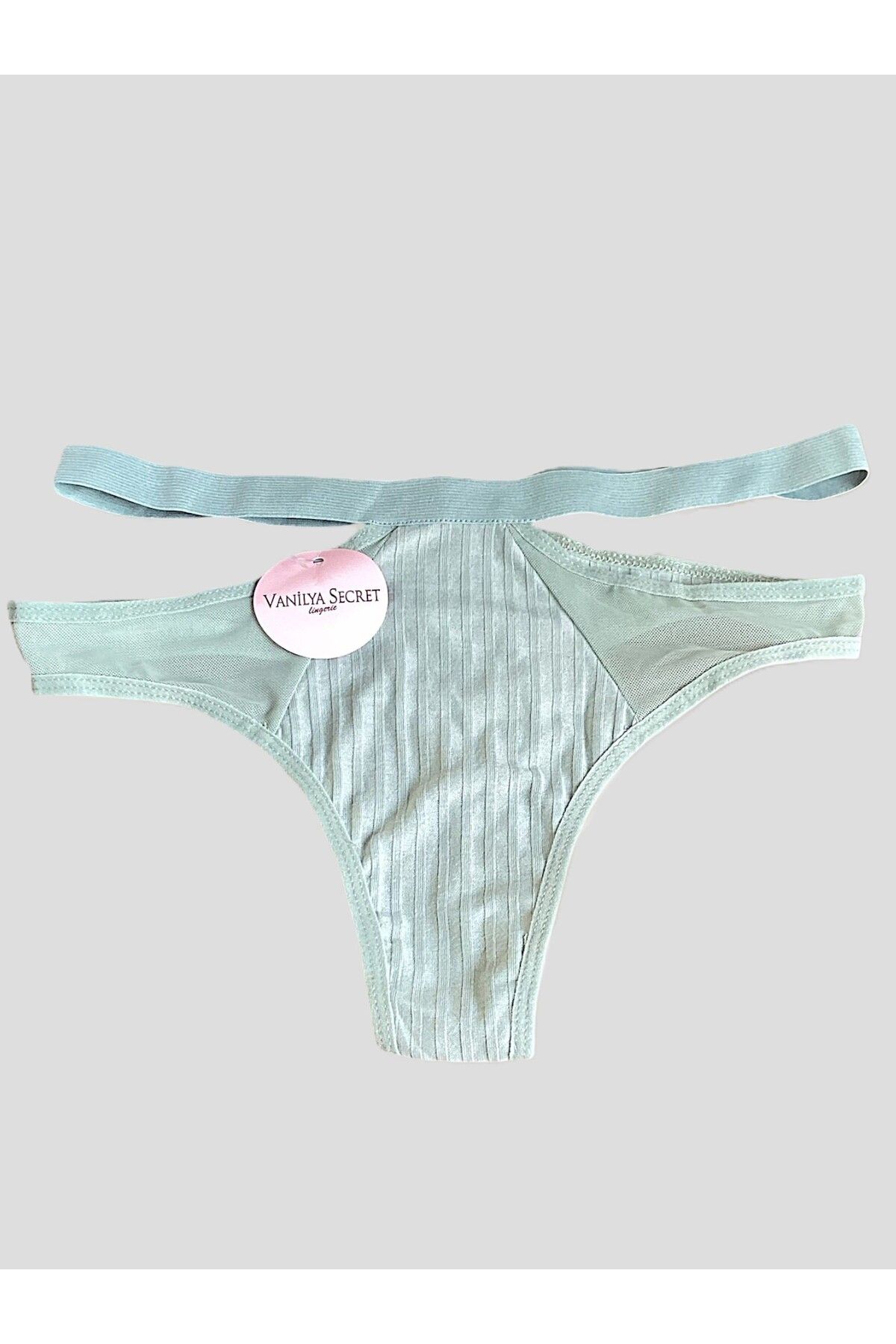 Vanilya Secret-Mint Green Cotton Elastic Waist Thong Panties 4