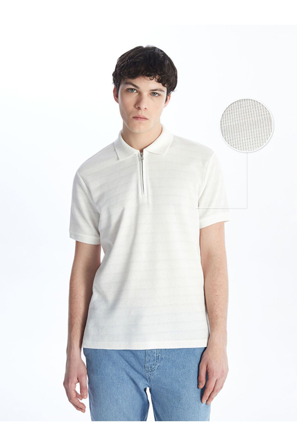 LC Waikiki Yeni Sezon Polo Yaka Kisa Kollu Pike Erkek Dokulu Tisort - S41481Z8