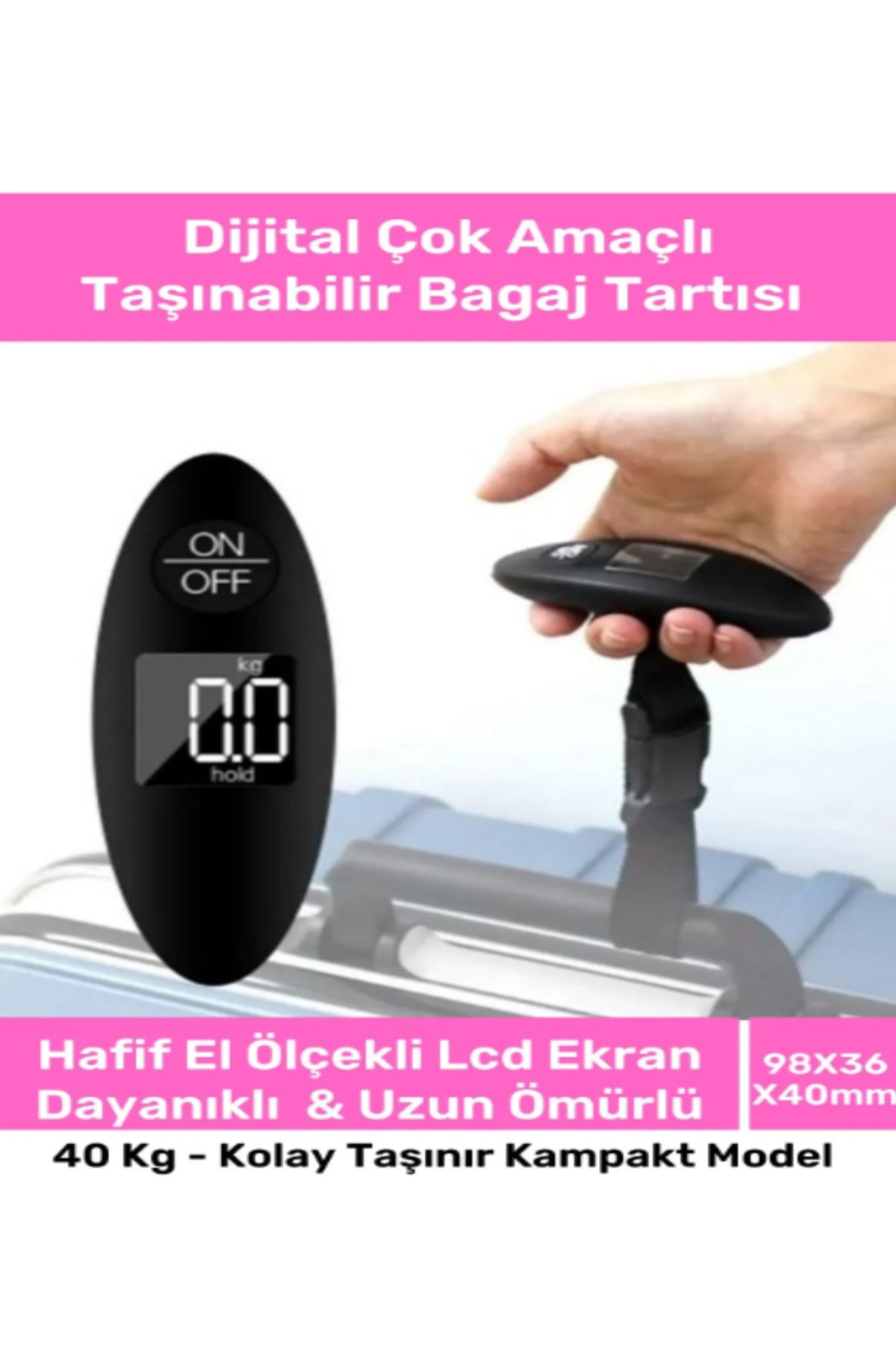 Por Favor Dijital Çok Amaçlı Taşınabilir Bagaj Tartısı Max 40 Kg