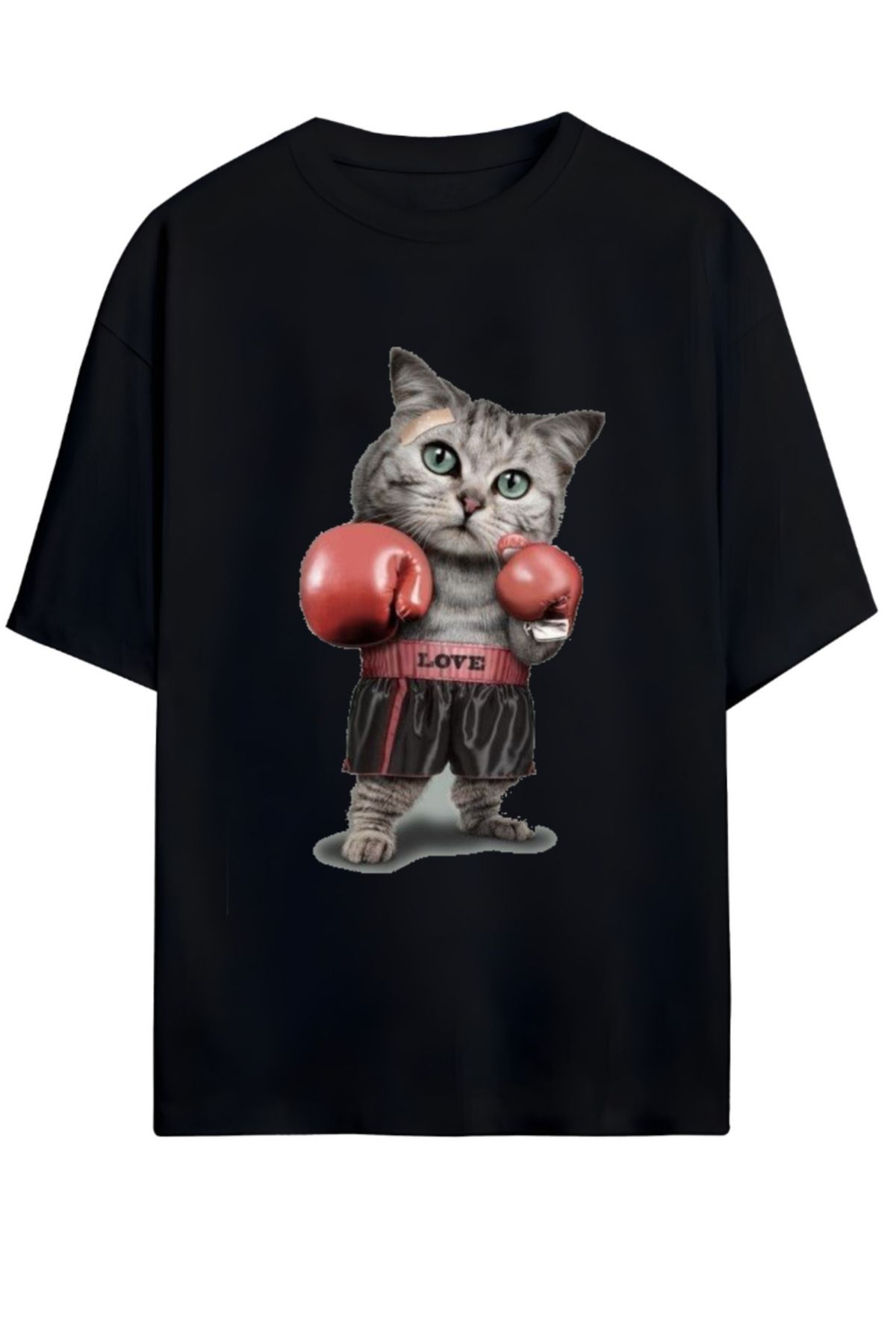 MAGORS CUTE BOXER CAT YÜKSEK BASKI KALİTELİ UNISEX YENİ SEZON OVERSIZE PAMUKLU  T-SHIRT