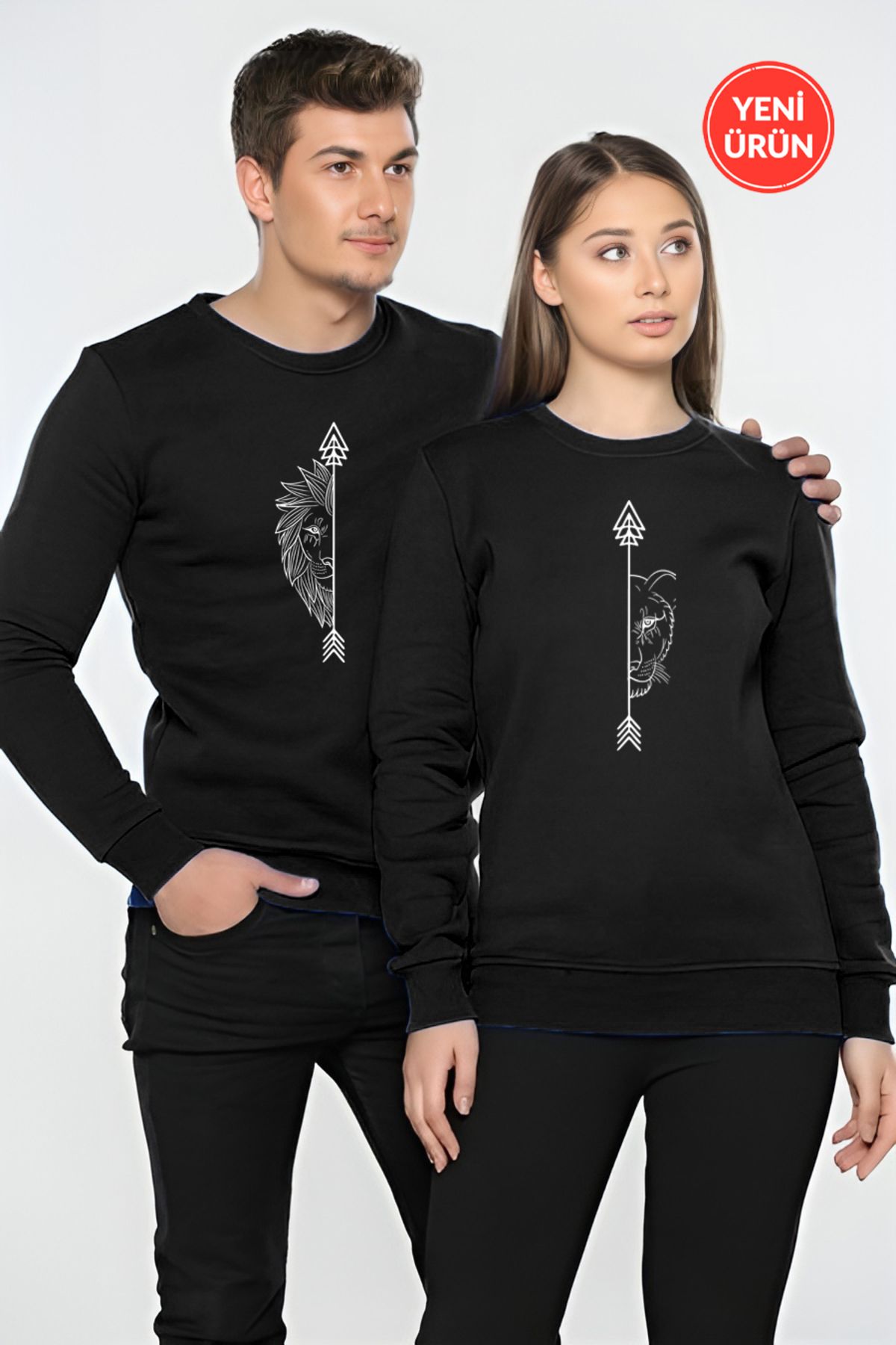 Rex Darius 3 İplik Sevgili Eş Aslan Çift Kombin Kapşonlu Sweatshirt