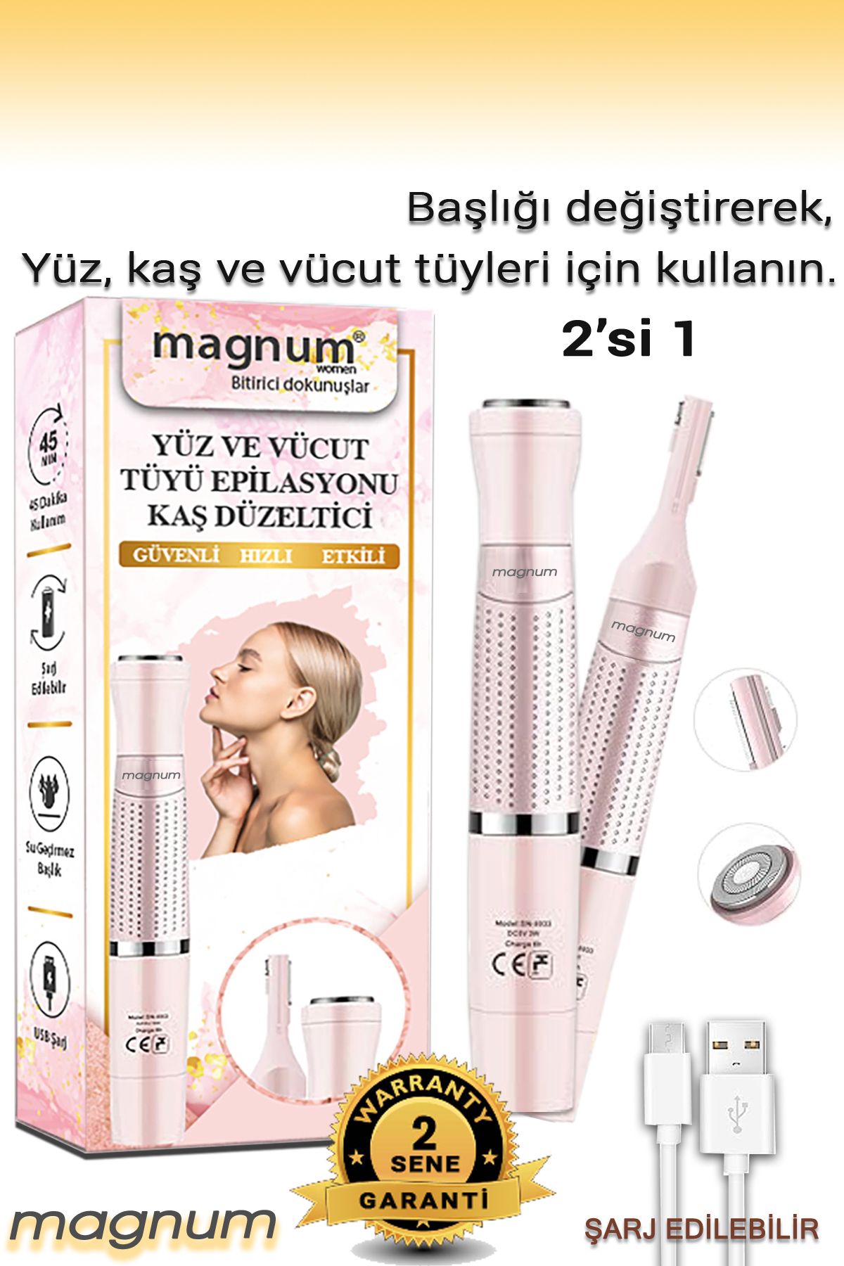 MAGNUM Yüz Kaş ve Vücut Kıl Tüy Alma Aleti Epilasyon Epilatör, Yüz Epilasyon Aleti, Yüz Kıl Alma Aleti.