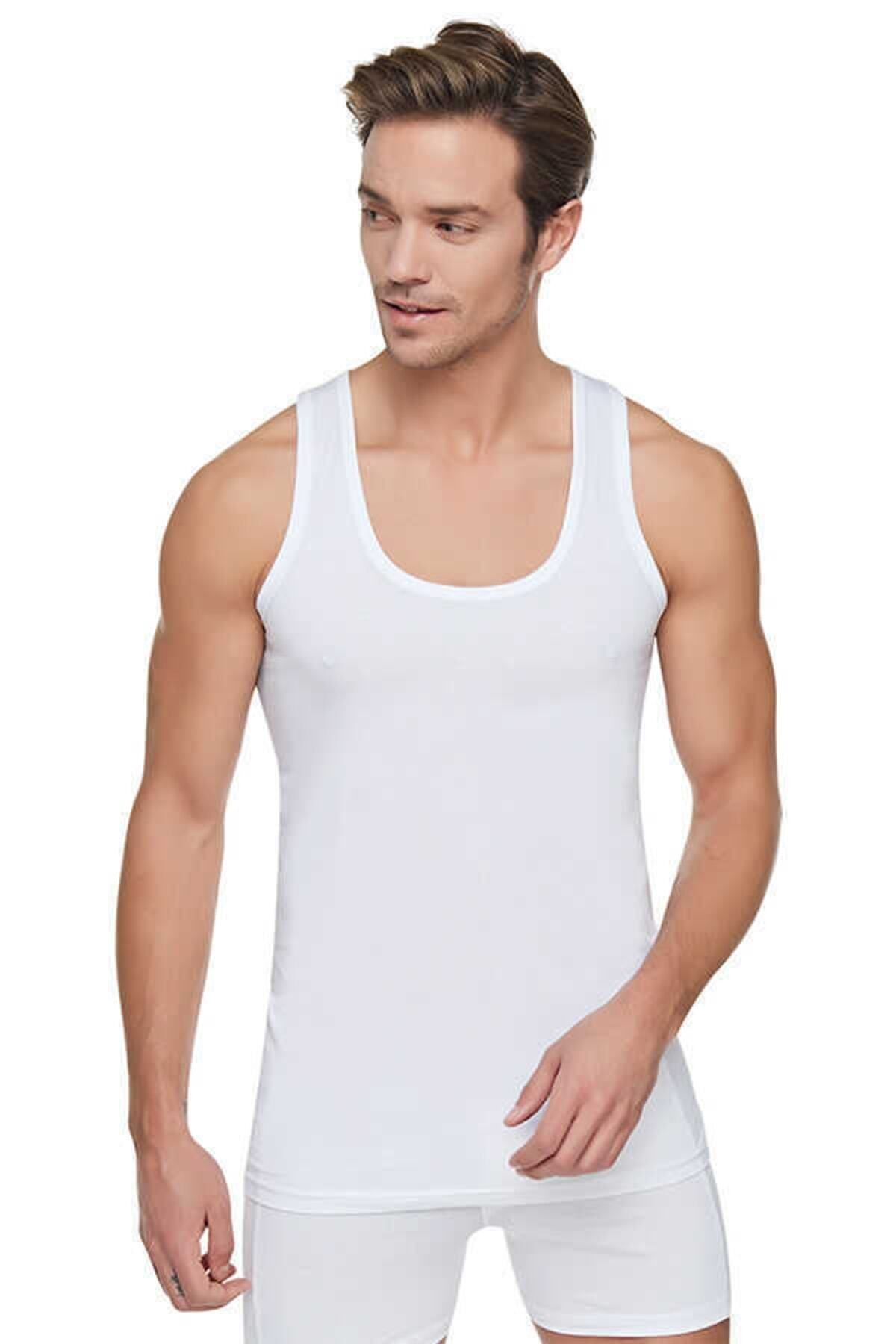 KEYAL-Tutku Men's (White) 6 Pack Combed Cotton Tank Top 100% Cotton 1