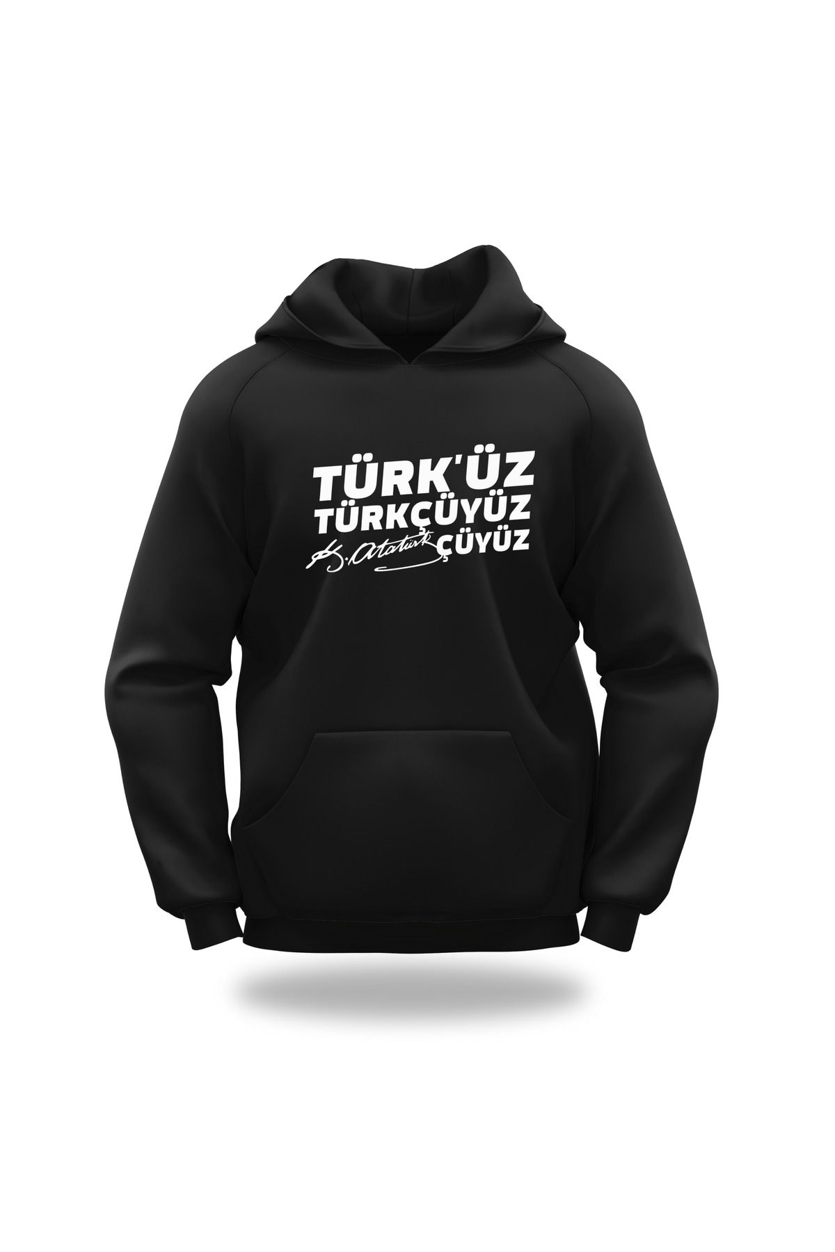 Gölge Store Atatürkçüyüz Görselli   Slimfit Kapüşönlu Erkek Sweatshirt 1275