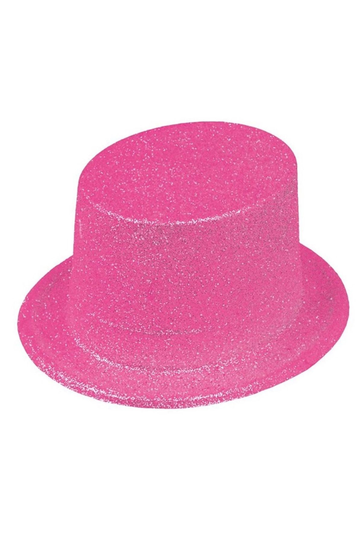 Vita Premio Floresan Pembe Renk Simli Uzun Fötr Melon Şapka 12 Cm