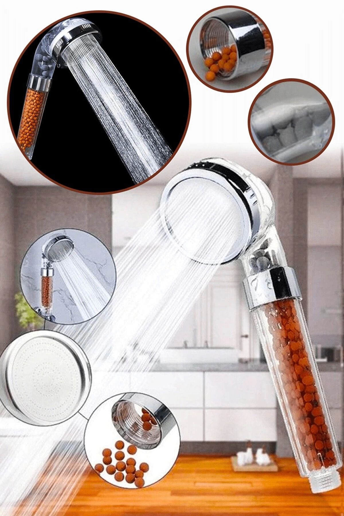 Belle Fusion Boncuklu Su Tasarruflu Kireç Önleyici Duş Başlığı