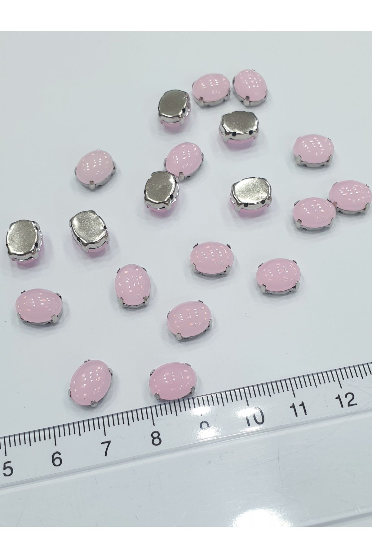 CRYSTALSHOP Kasalı Taş - Buzlu Pembe 10*8 Mm Oval ( 50 Adet )