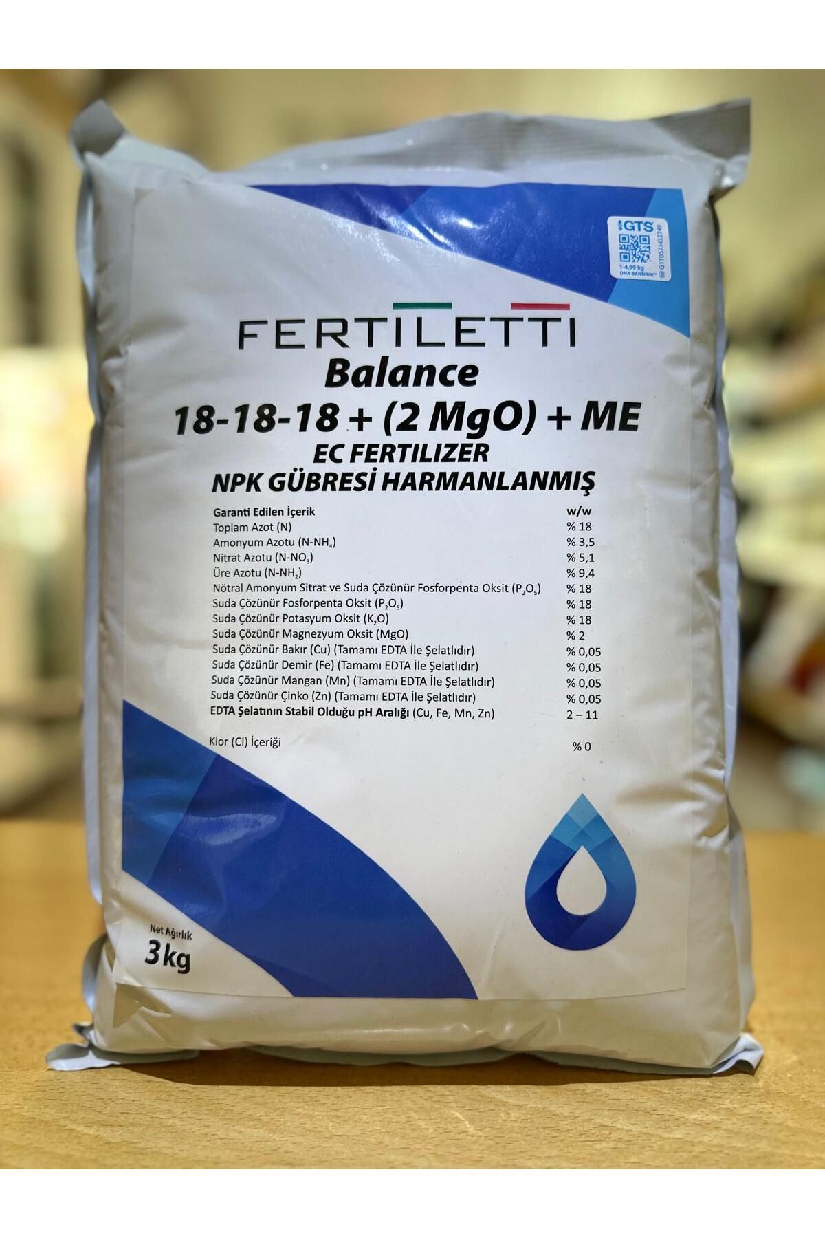 FERTILETTI BALANCE 18.18.18 DENGELİ YAPRAK GÜBRESİ 3KG